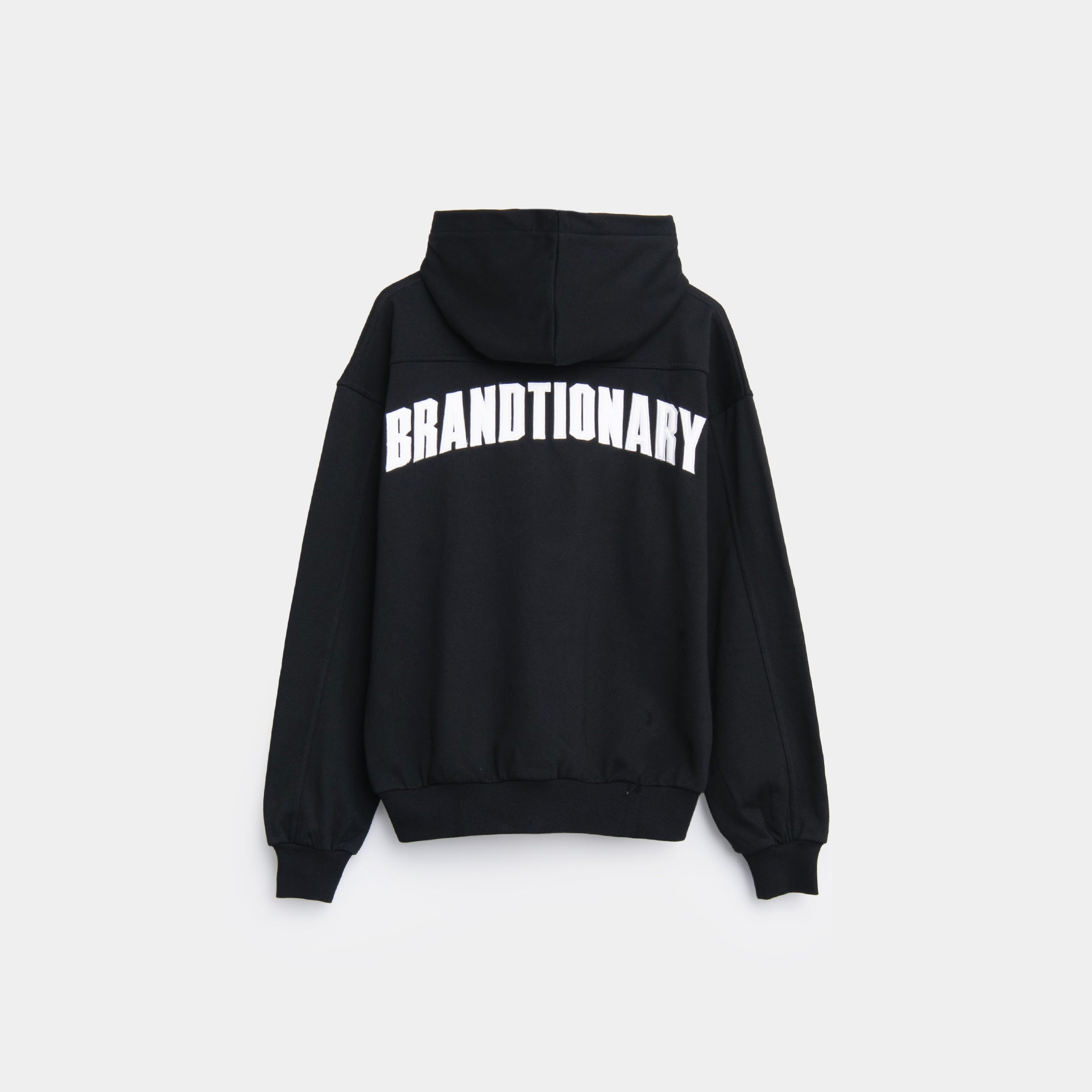 Black Classic Hoodie with 'Brandtionary' Typography on the Back by BrandTionary