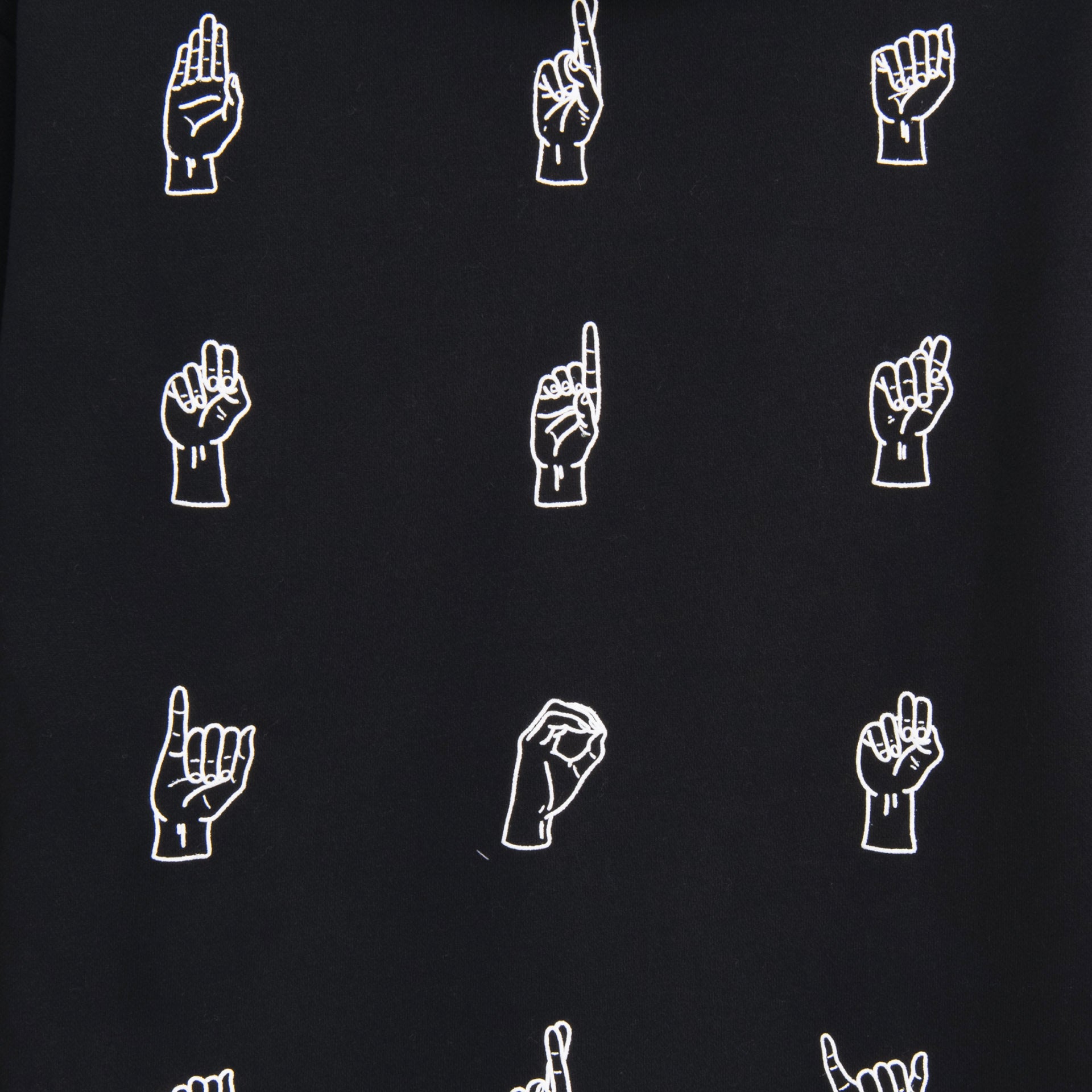 Black Hoodie with Sign Language Print by Brandtionary
