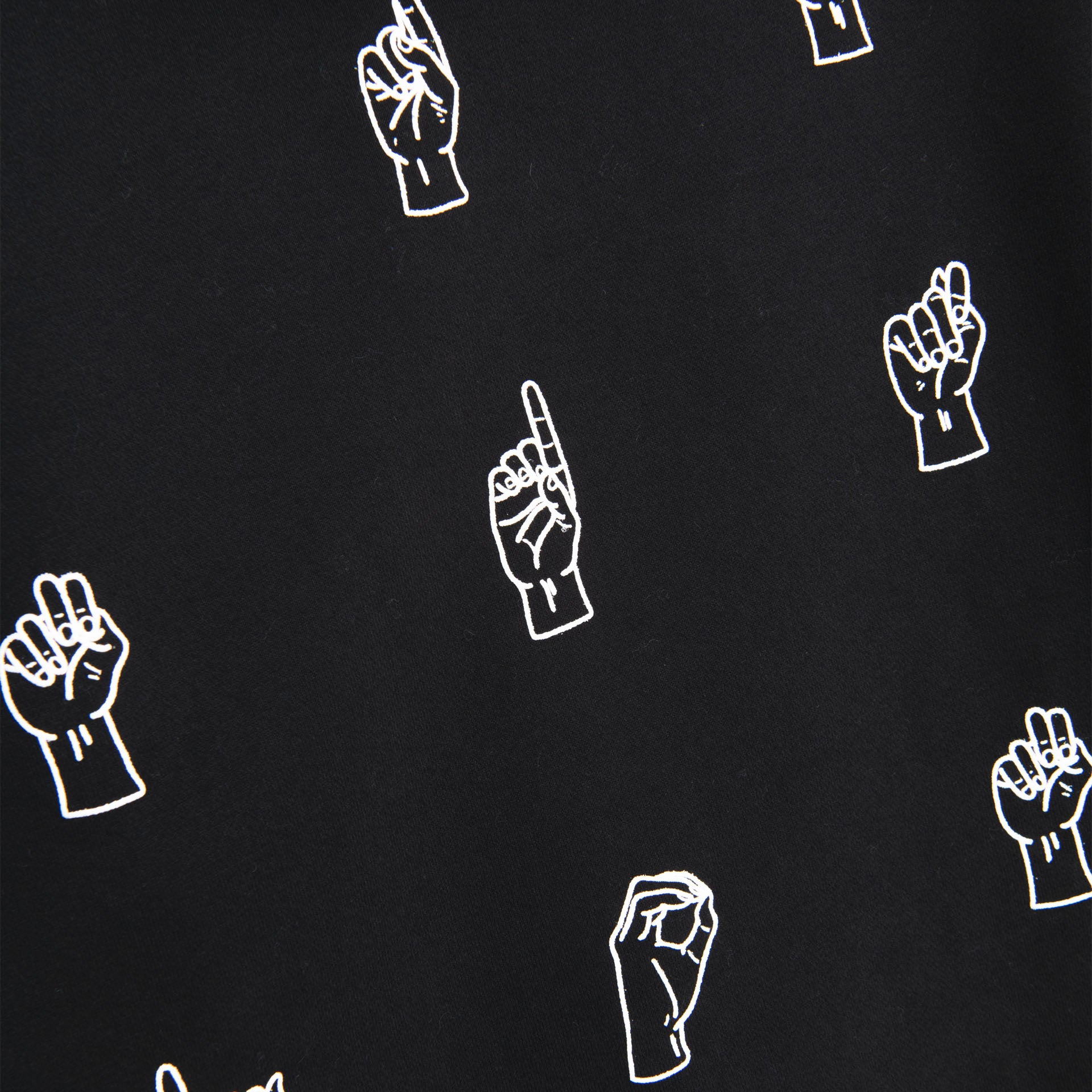 Black Hoodie with Sign Language Print by Brandtionary