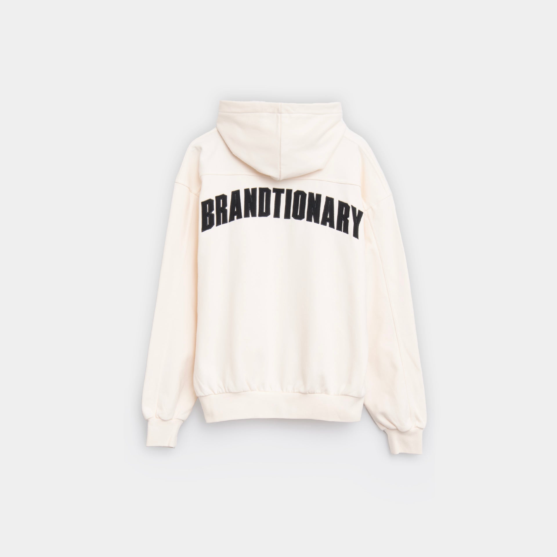Off-White Classic Hoodie with 'Brandtionary' Typography on the Back by Brandtionary