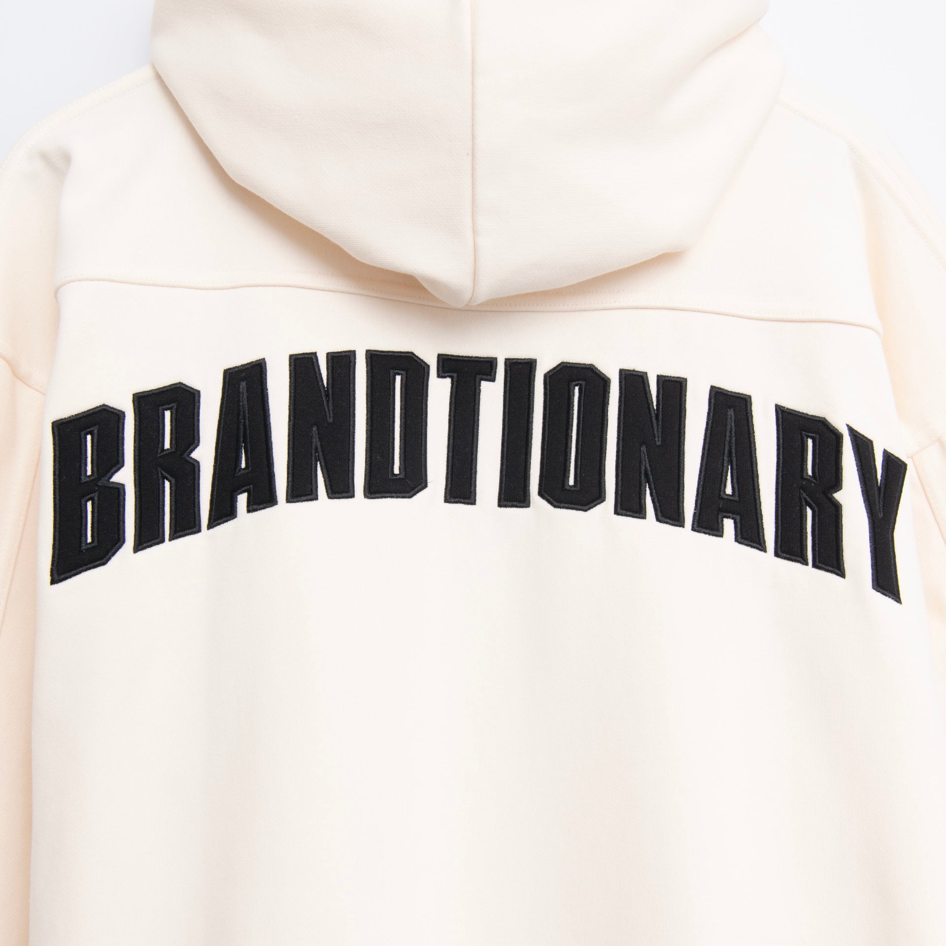 Off-White Classic Hoodie with 'Brandtionary' Typography on the Back by Brandtionary