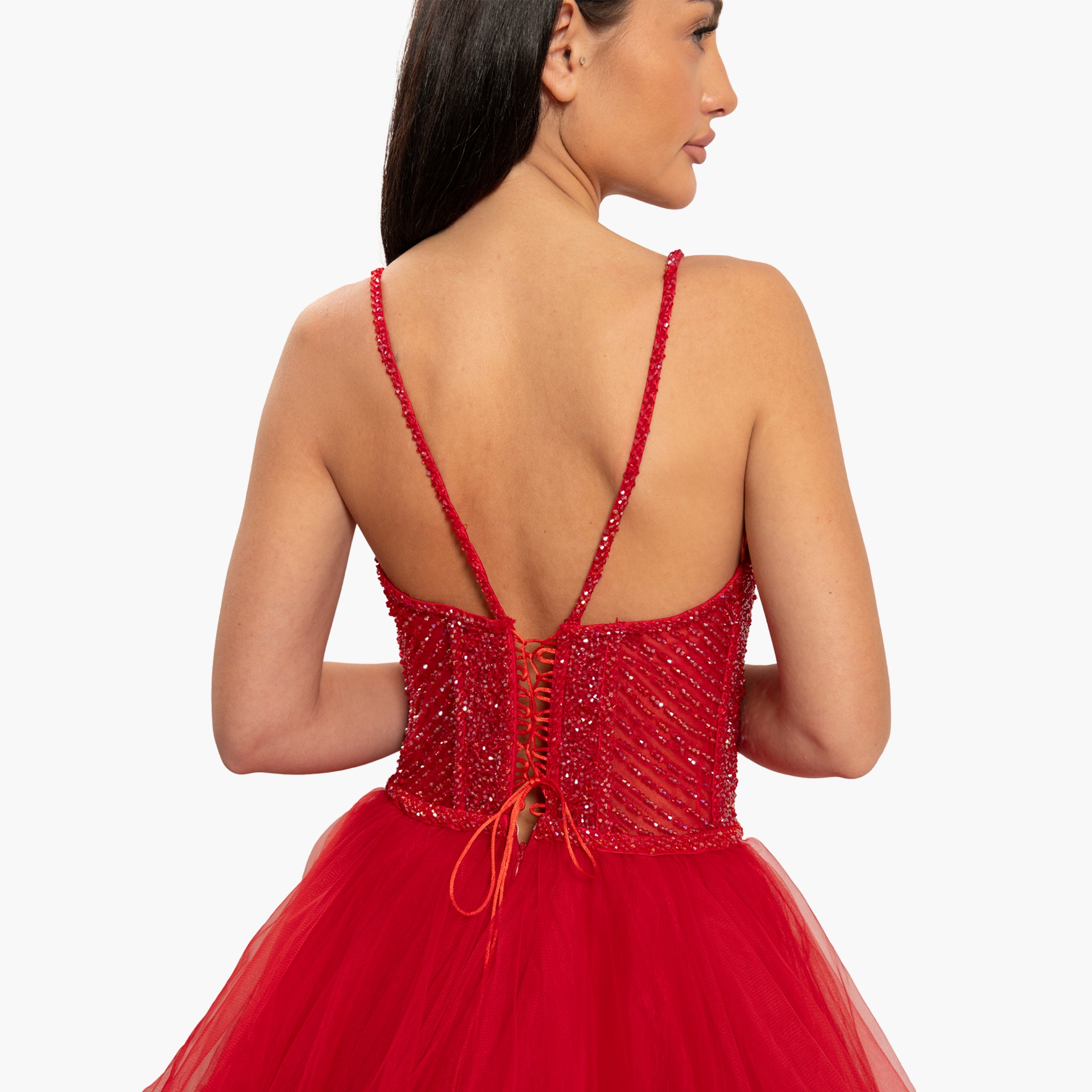 Women's Red Dress with A Ruffled Skirt By WECRE8