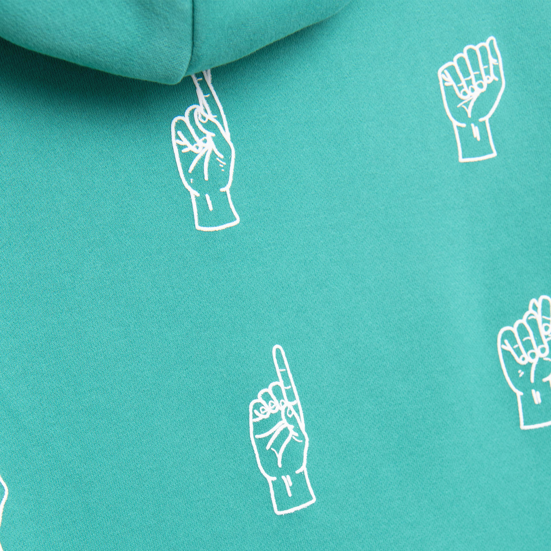 Light Sea Green Hoodie with Sign Language Print by Brandtionary