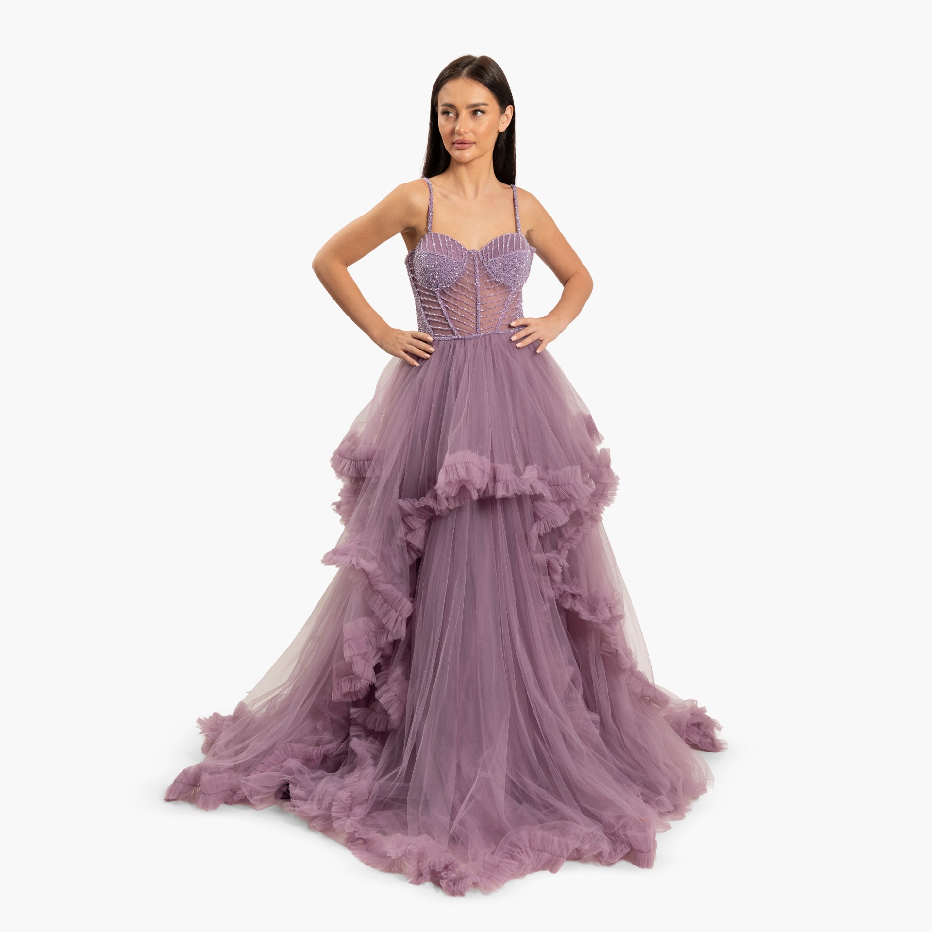 Women Lilac Dress with A Ruffled Skirt By WECRE8