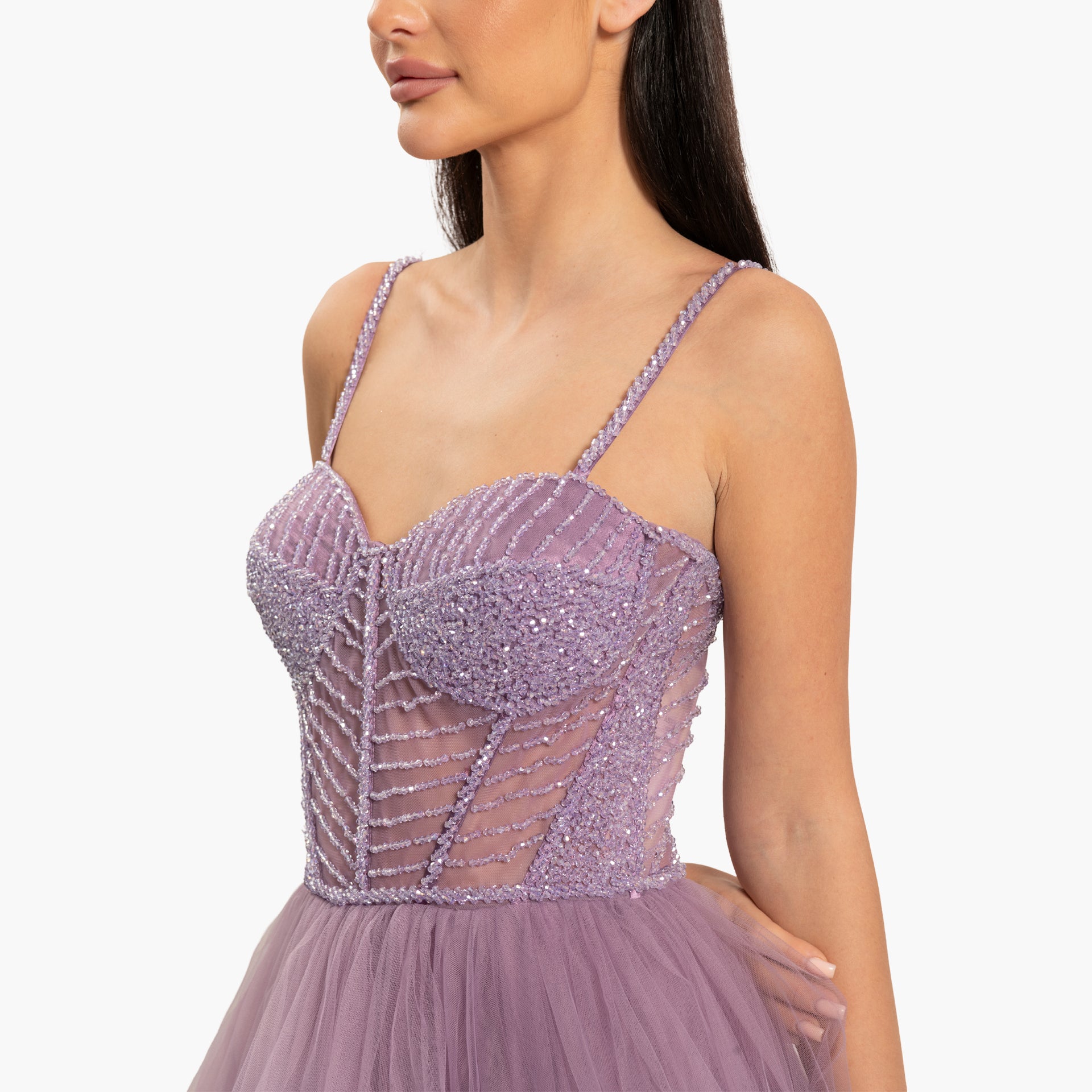 Women Lilac Dress with A Ruffled Skirt By WECRE8