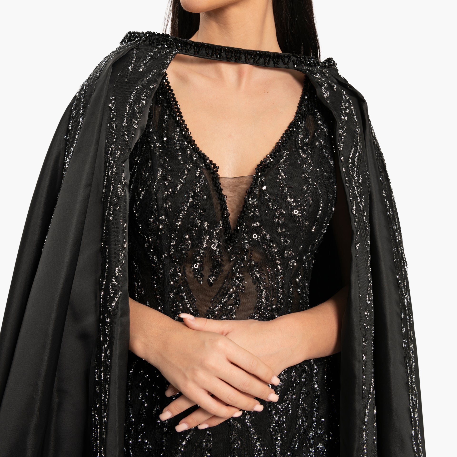 Women's Black Dress with A Removable Cape By WECRE8