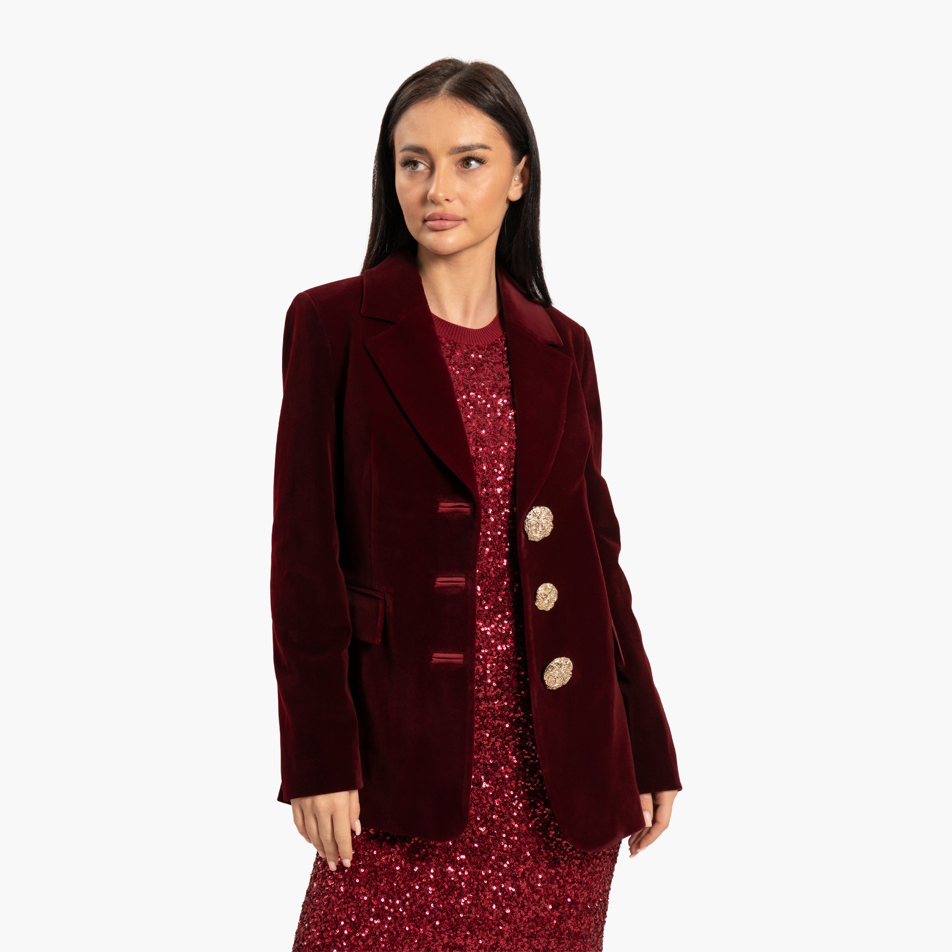 Women Maroon Blazer Jacket By WECRE8