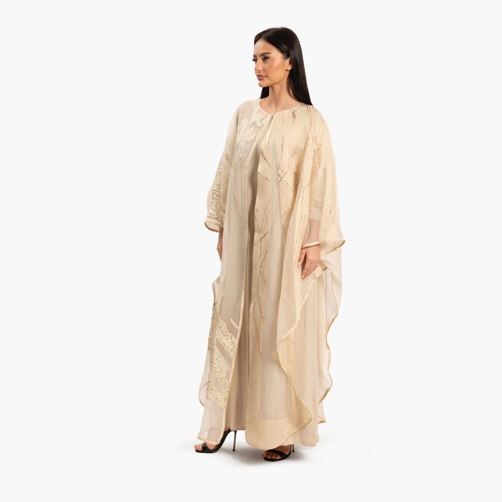 Women's Beige with Lace Kaftan By WECRE8