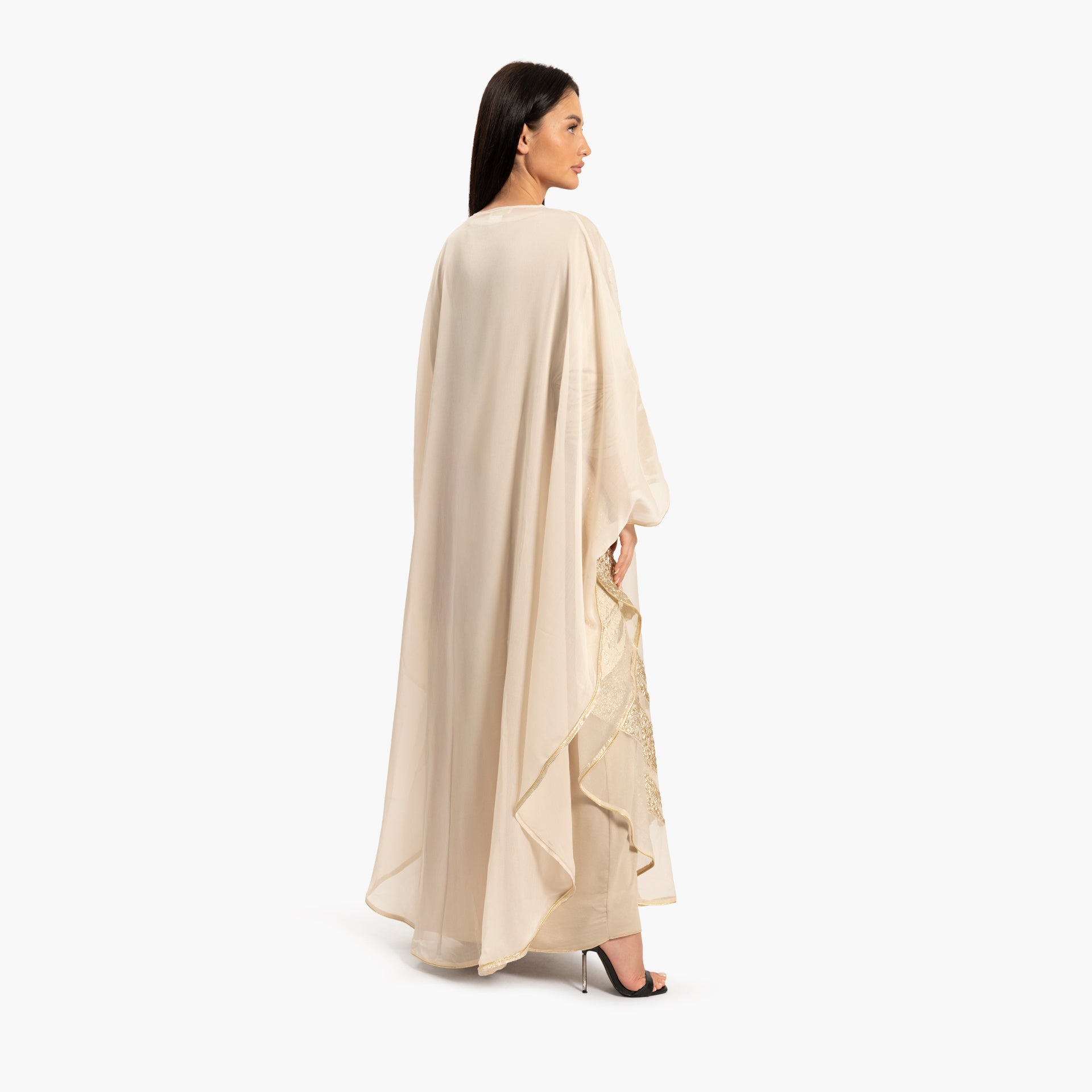 Women's Beige with Lace Kaftan By WECRE8