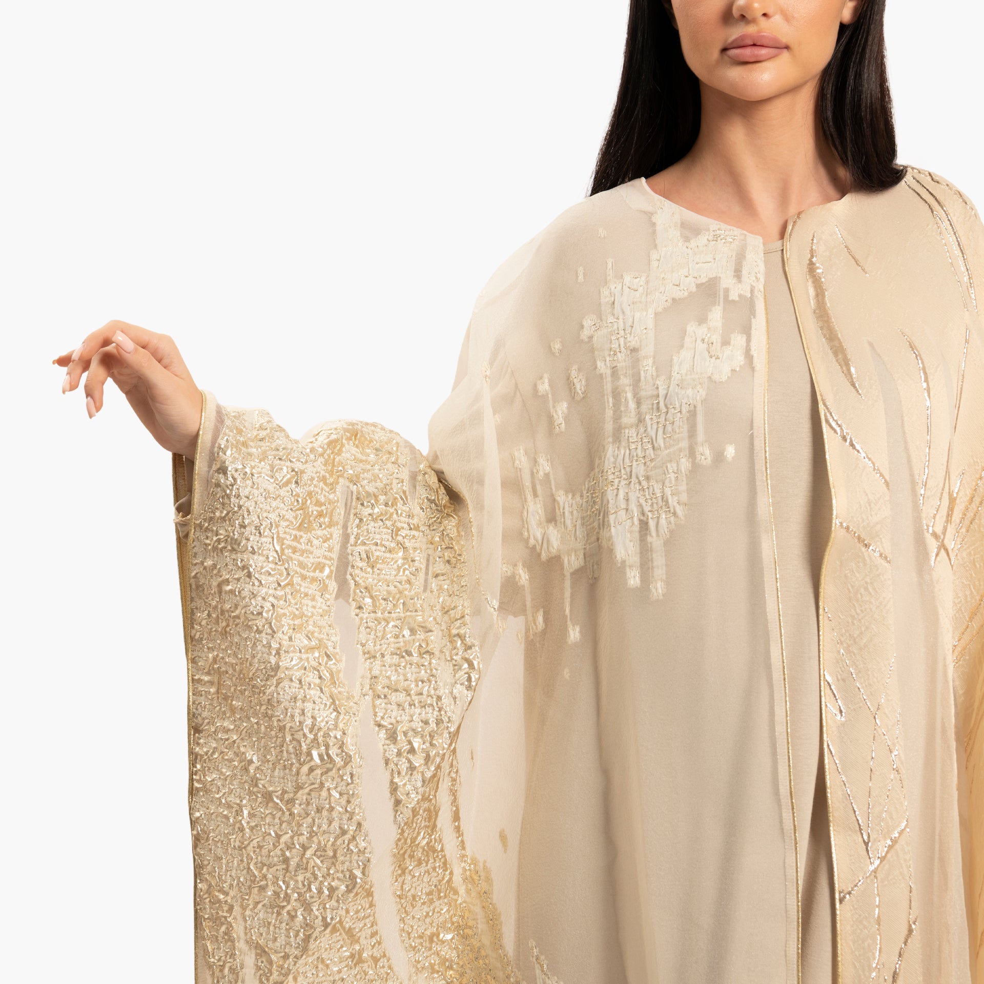 Women's Beige with Lace Kaftan By WECRE8