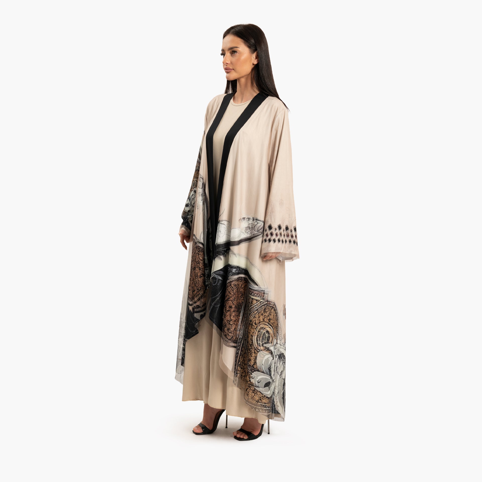 Women Beige with Multicolor Print Kaftan By WECRE8