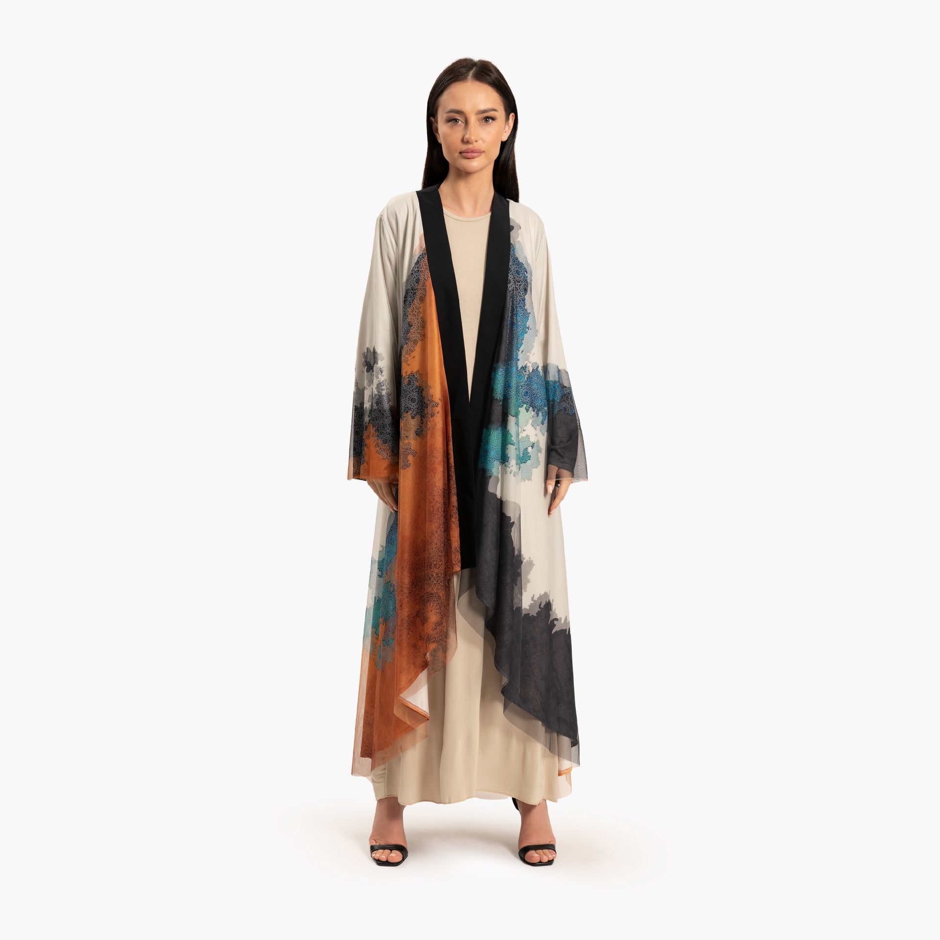 Women's Beige with Multicolor Abstract Motif Kaftan By WECRE8