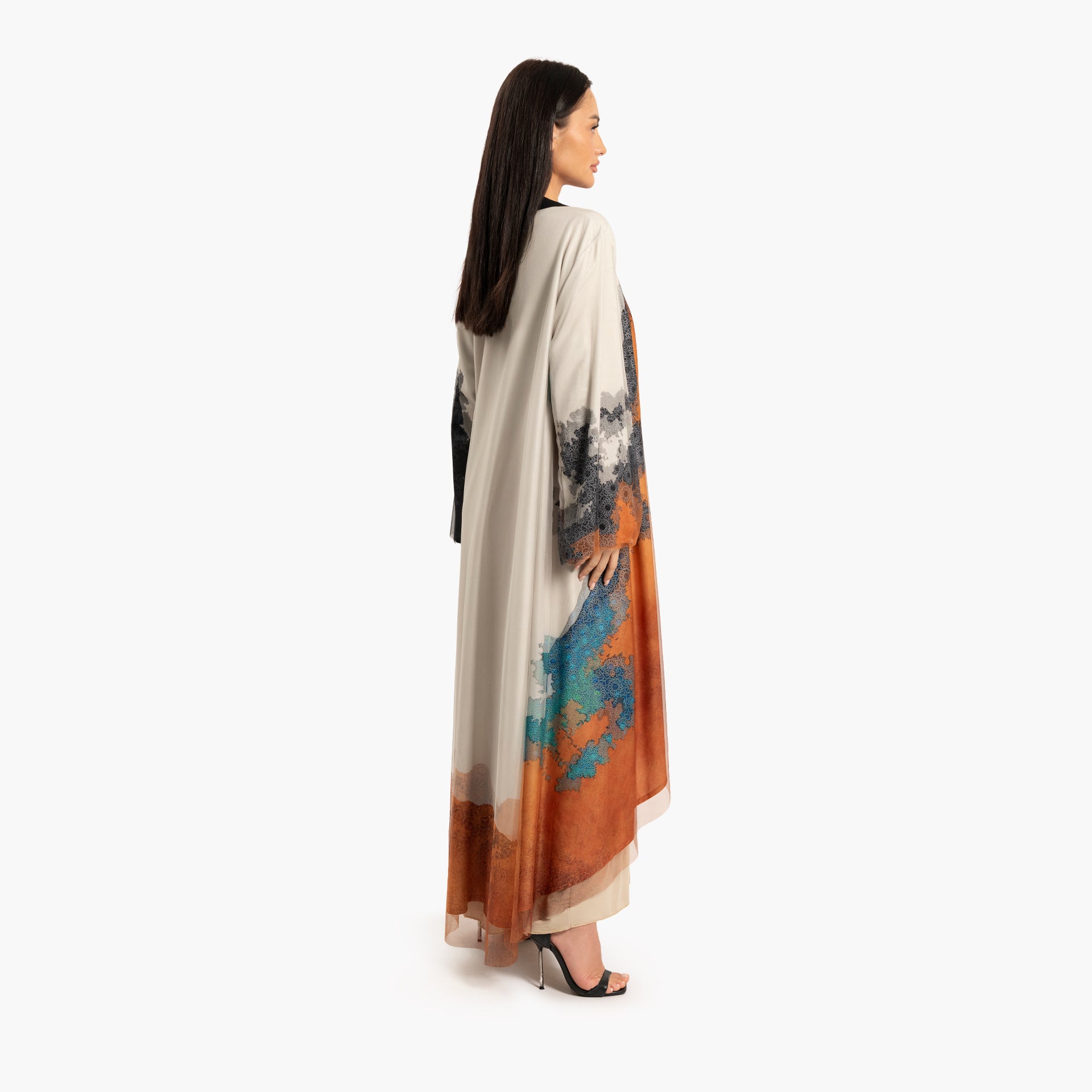 Women's Beige with Multicolor Abstract Motif Kaftan By WECRE8