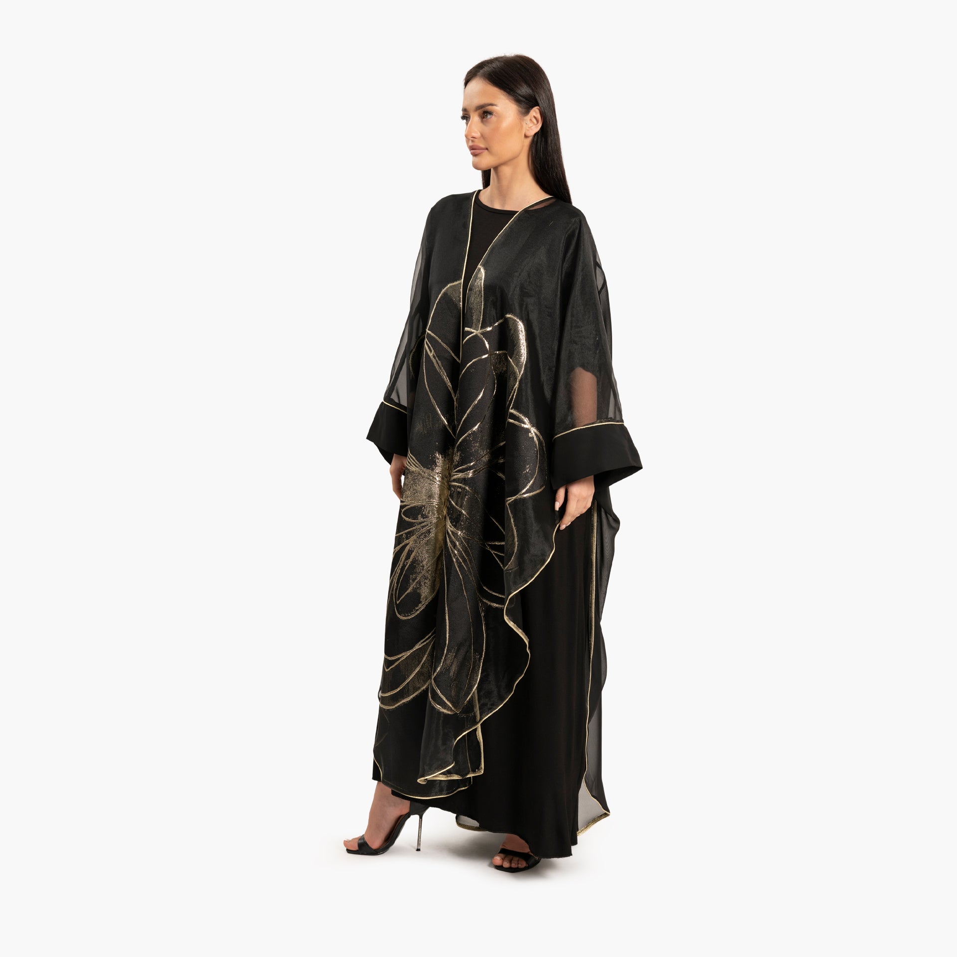 Women Black with Gold Floral Print Kaftan By WECRE8