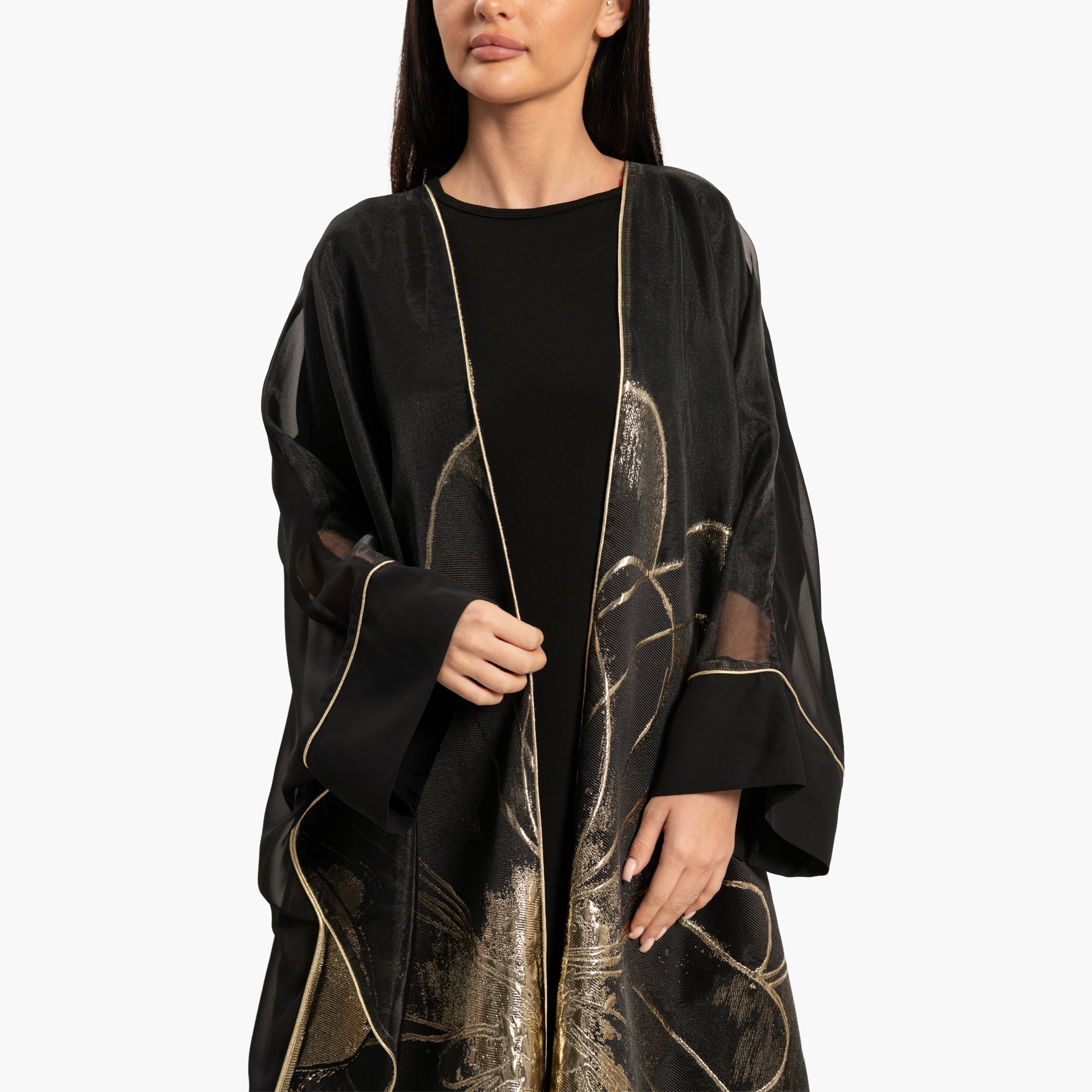 Women's Black with Gold Floral Print Kaftan By WECRE8