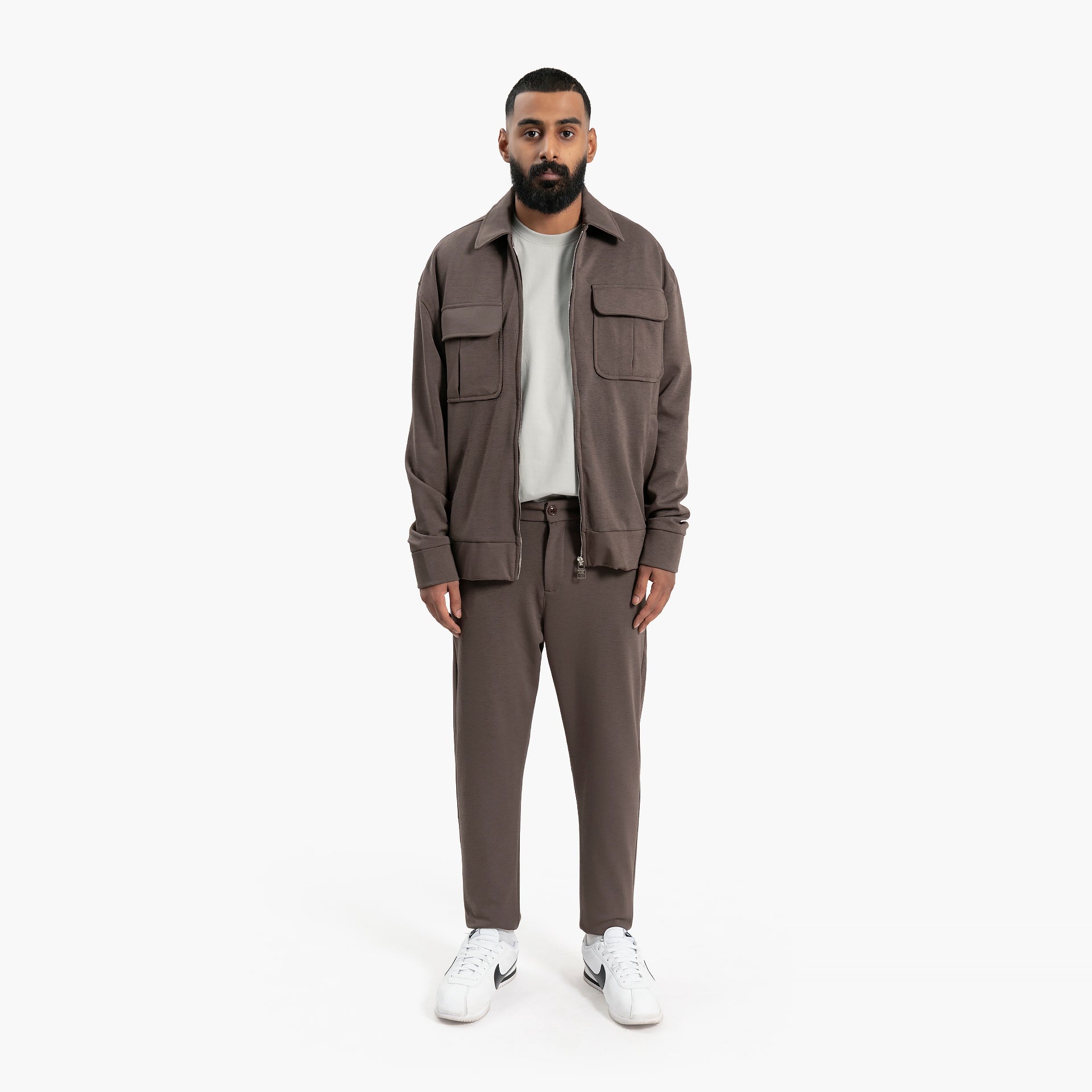 Men Open Khaki Jacket and Pants Set by WECRE8