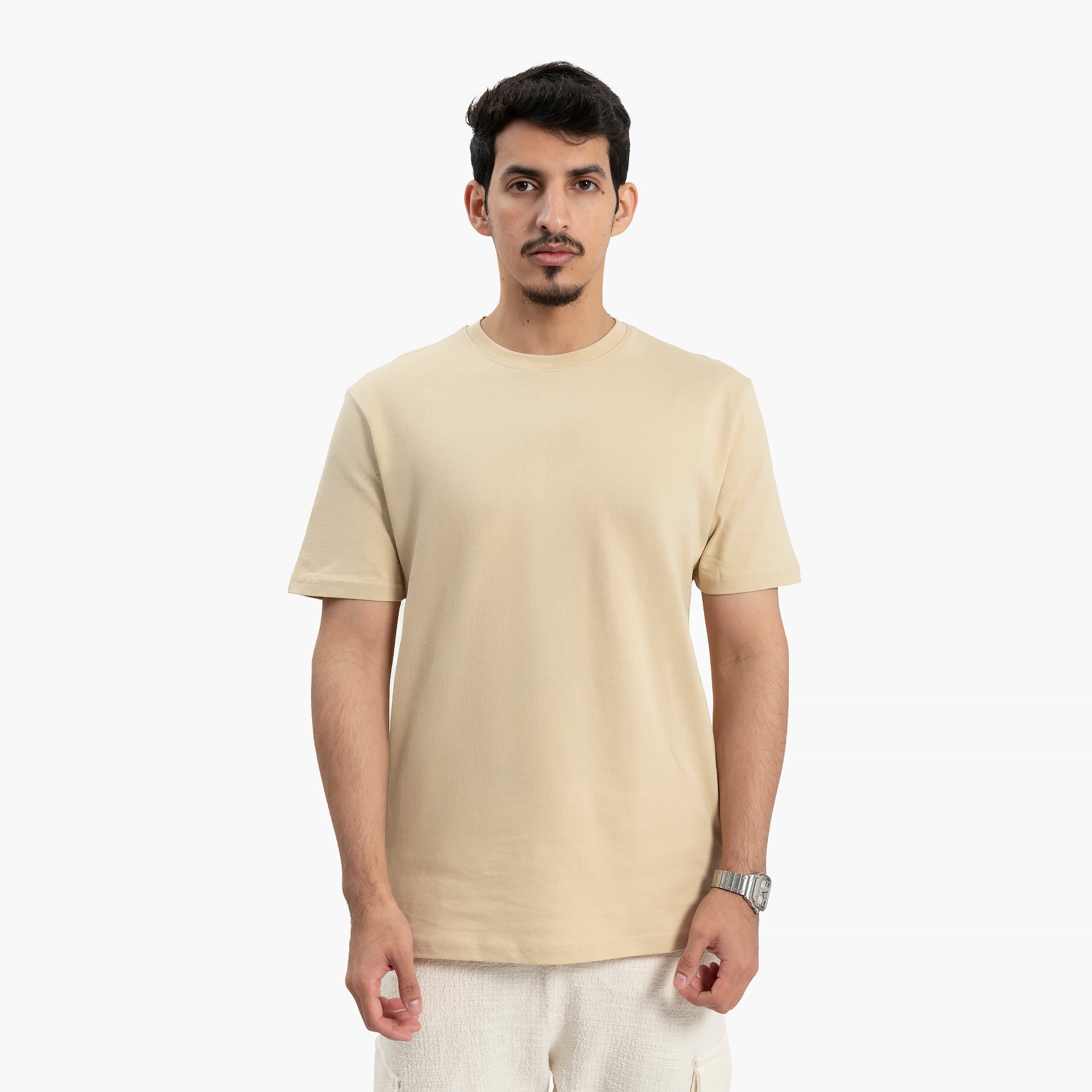 Men Beige T-Shirt by WECRE8