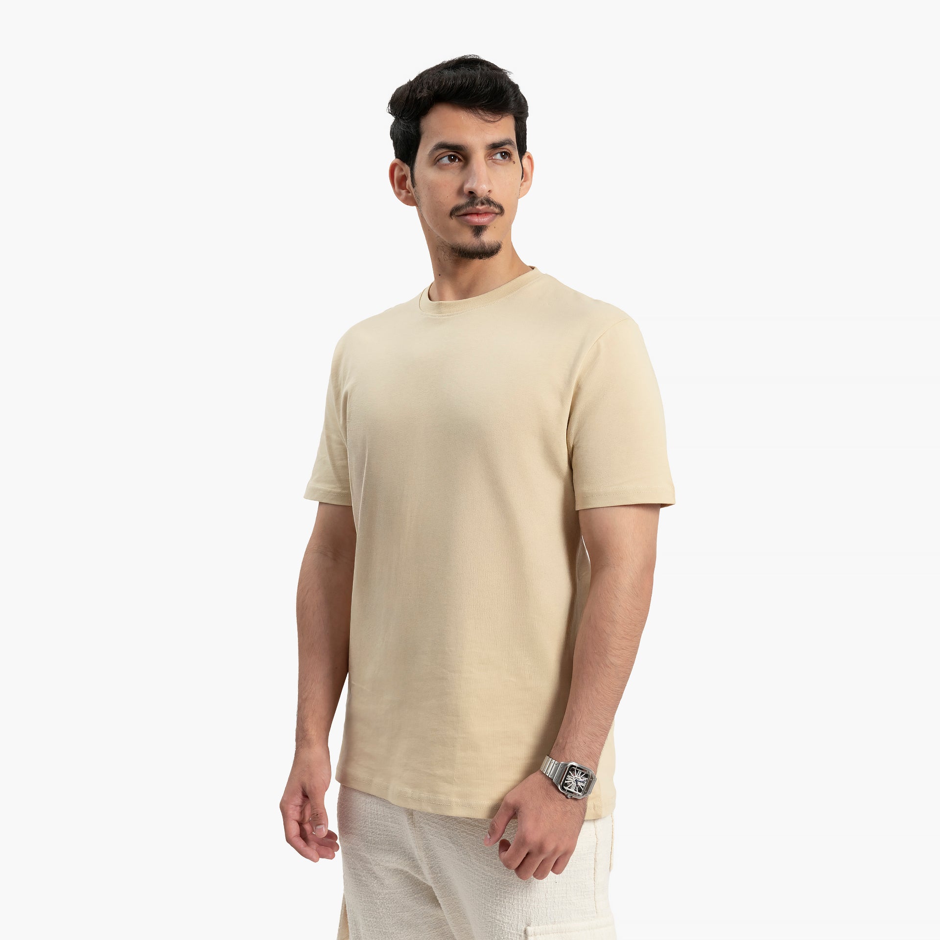 Men Beige T-Shirt by WECRE8