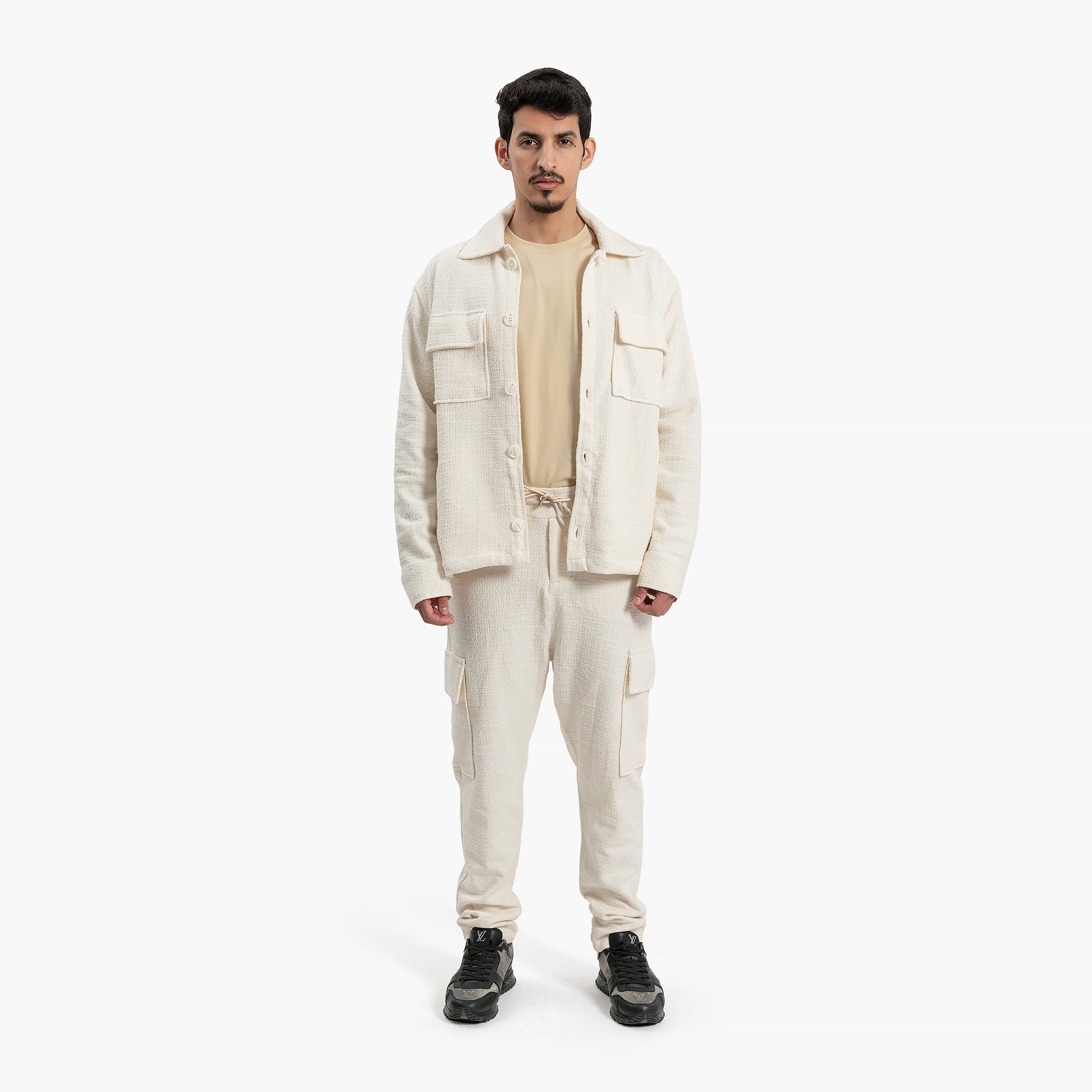 Men Open Offwhite Jacket and Pants Set by WECRE8