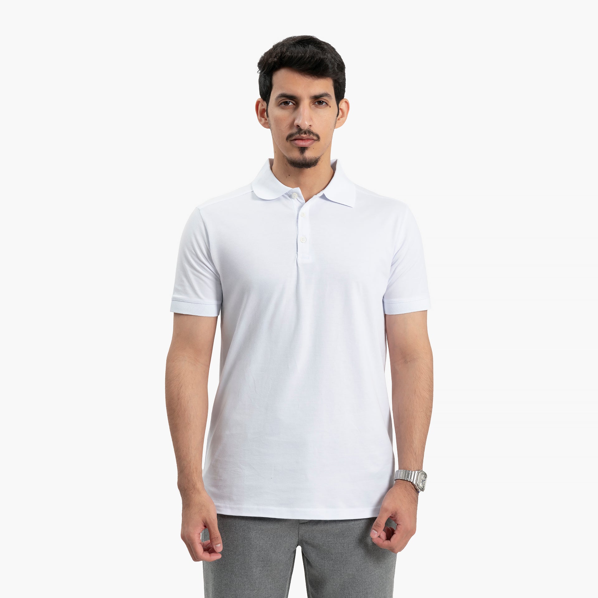 Men White Polo T-Shirt by WECRE8