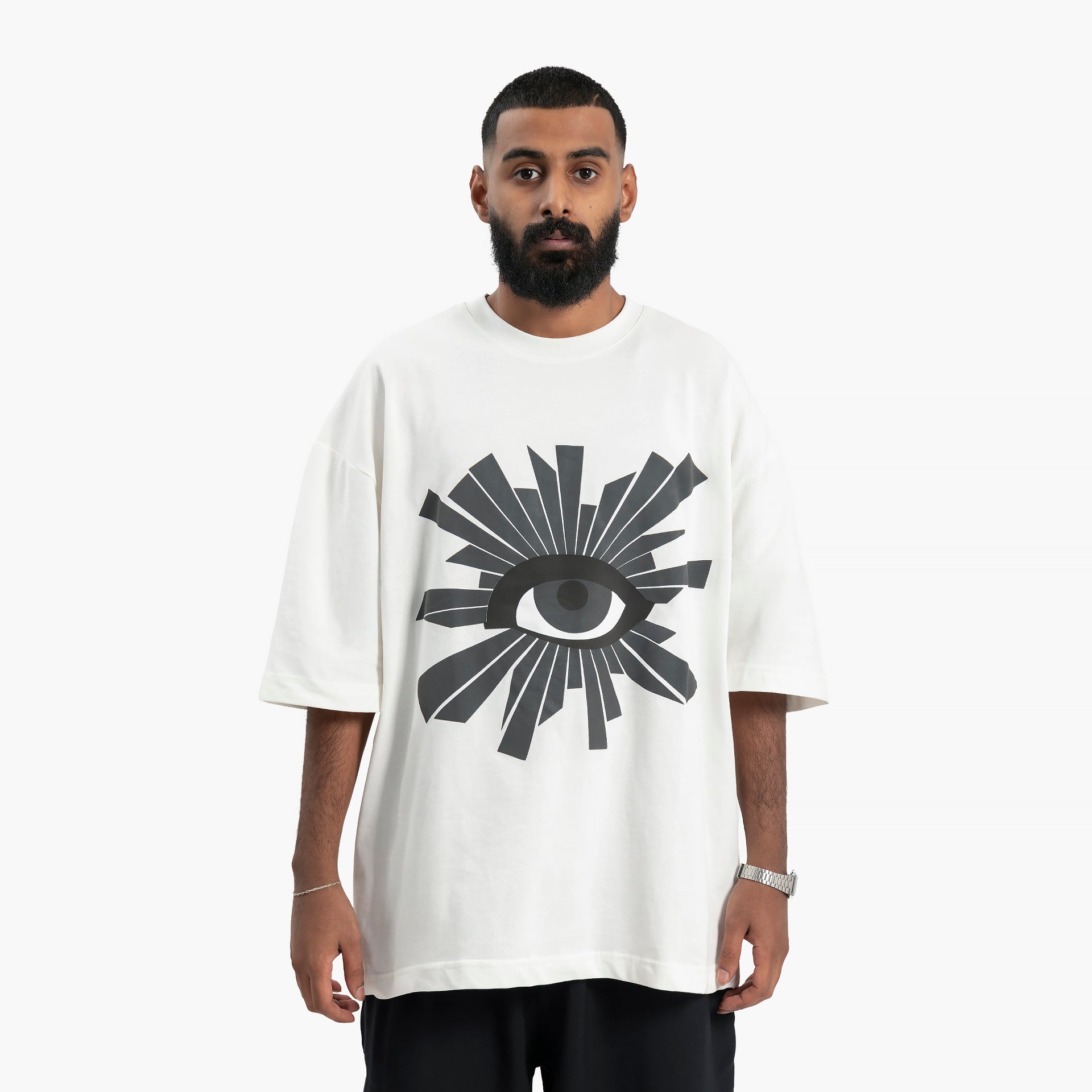 Men's White Radiating Eye T-shirt by WECRE8