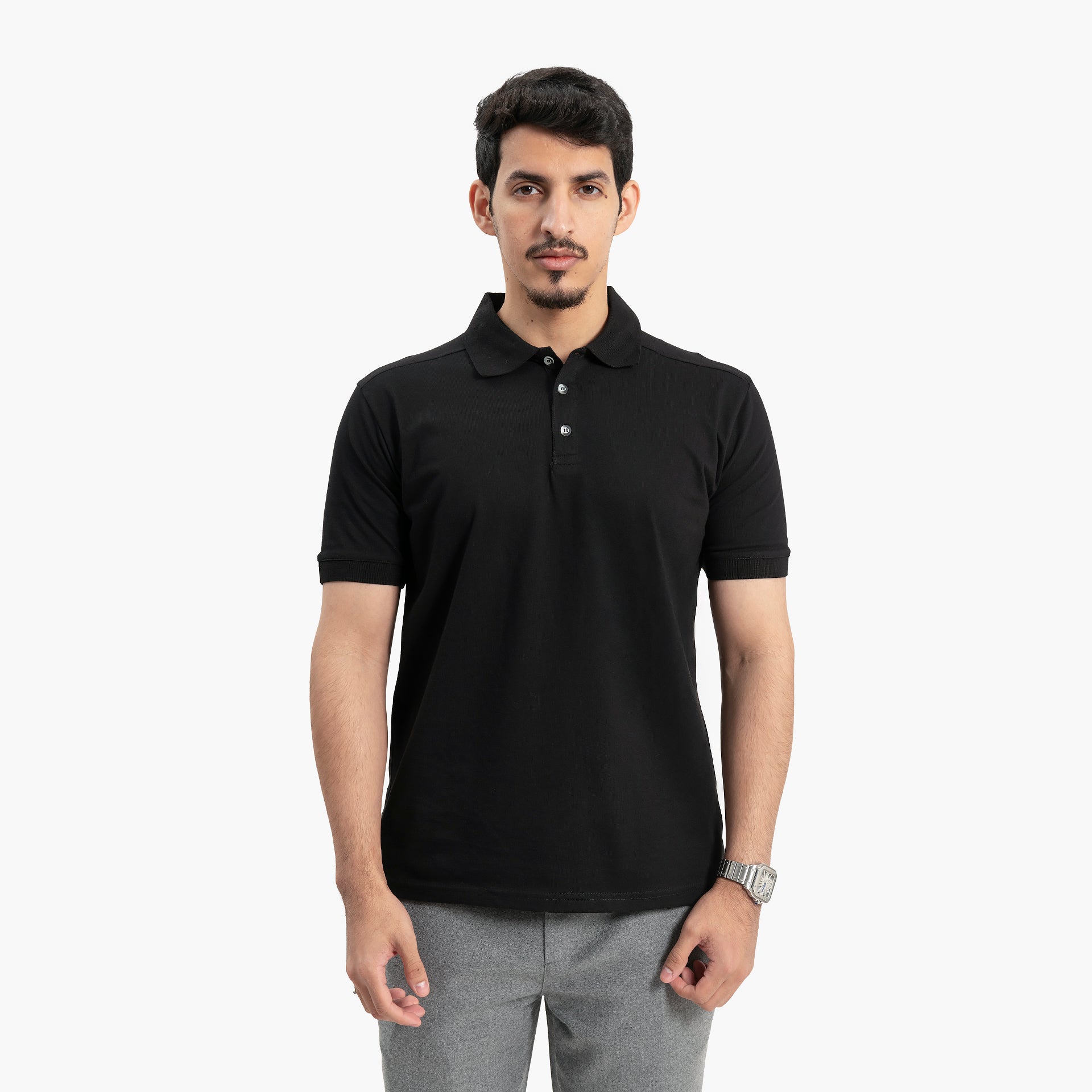 Men Black Polo T-Shirt by WECRE8