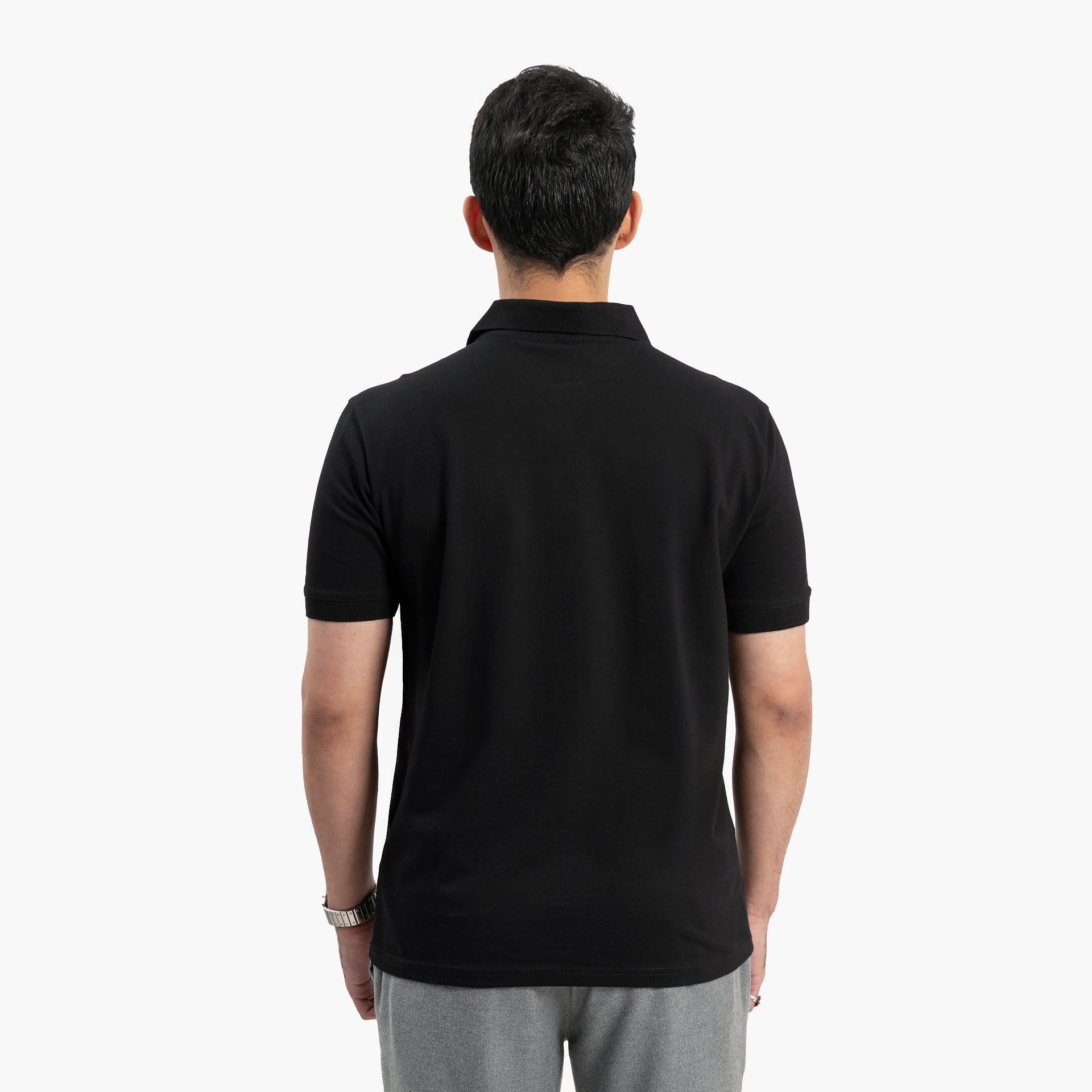 Men Black Polo T-Shirt by WECRE8