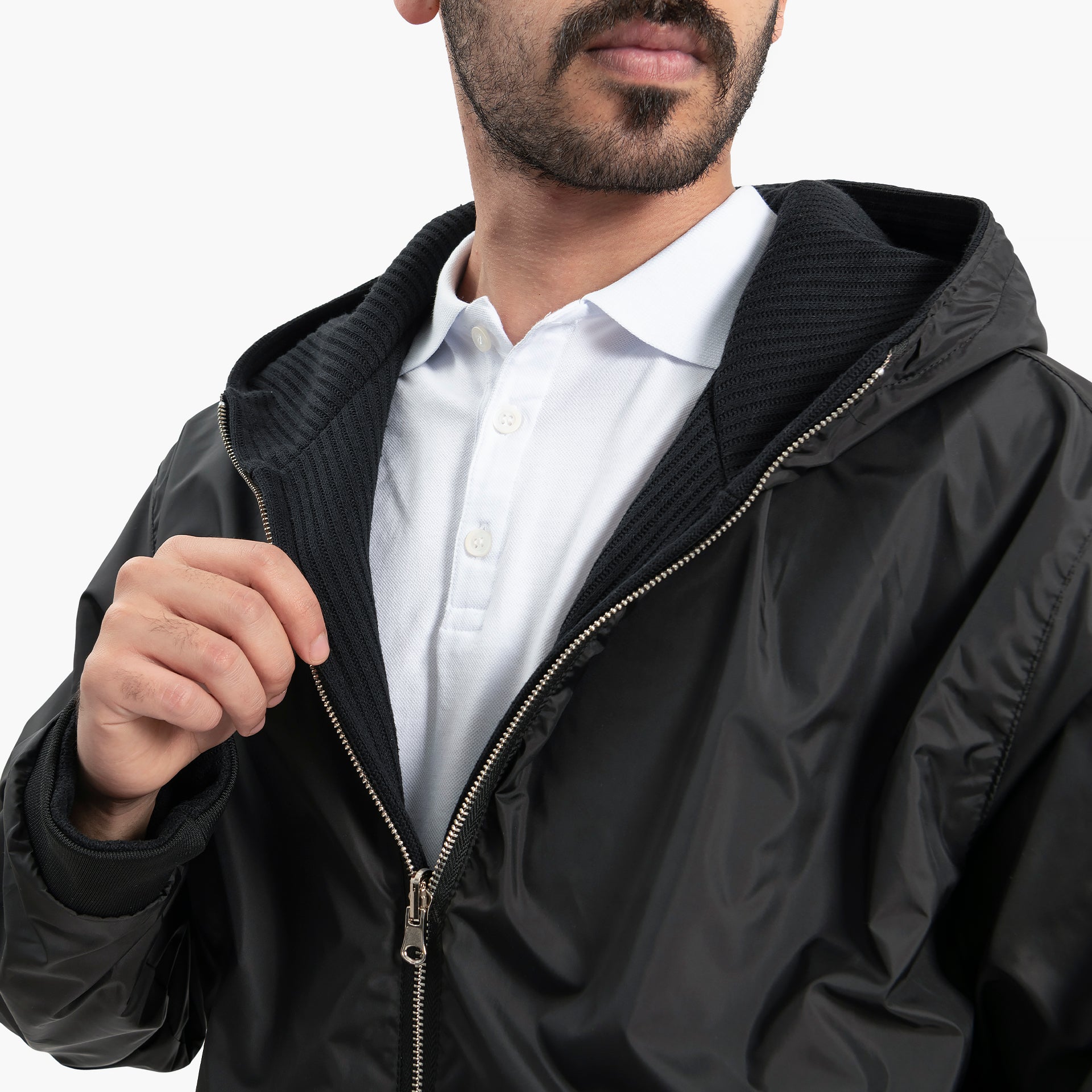 Men Black Double face Jacket with a Hood by WECRE8