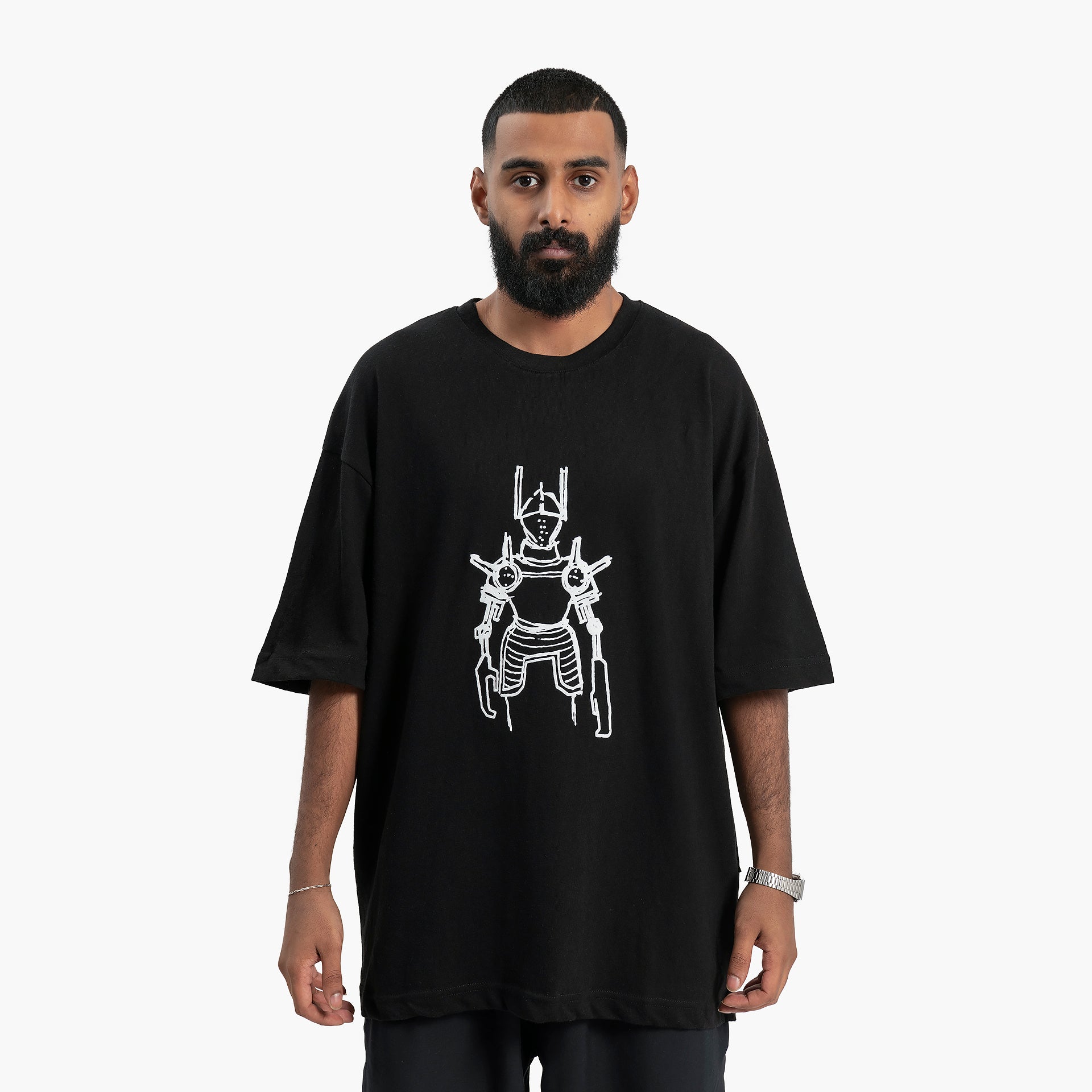 Men's Black Futuristic Robot T-shirt by WECRE8