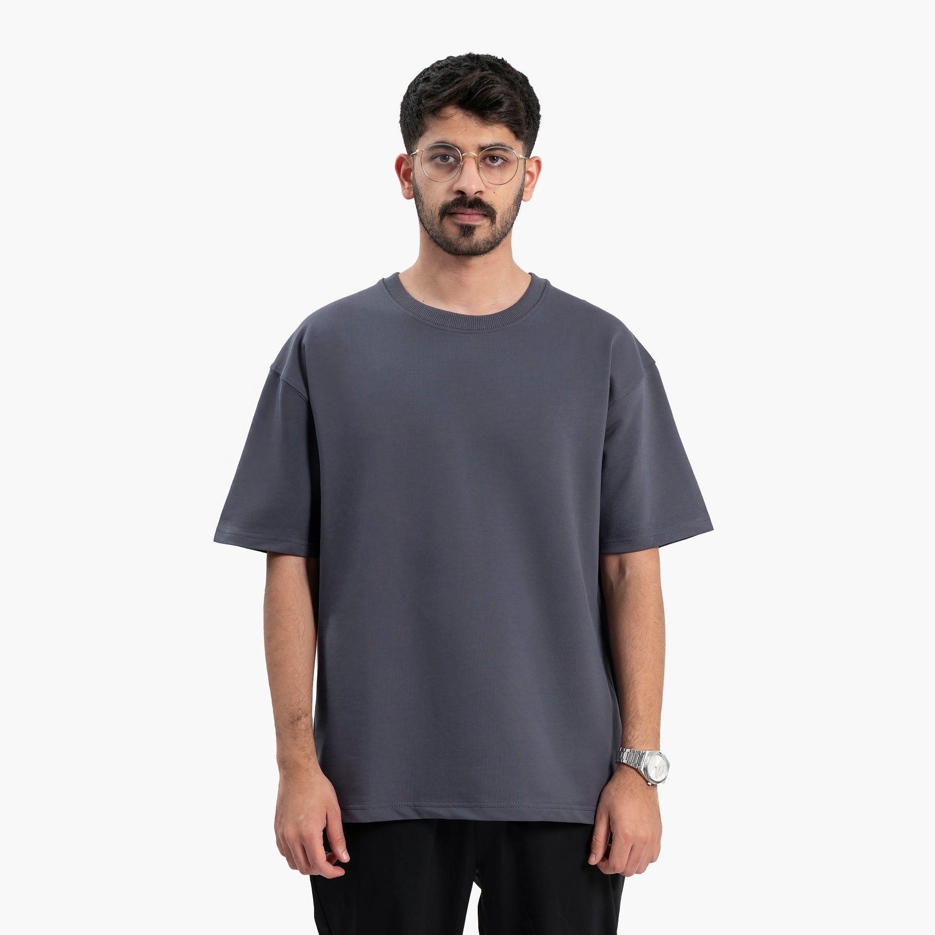 Men Gray Plain T-Shirt by WECRE8