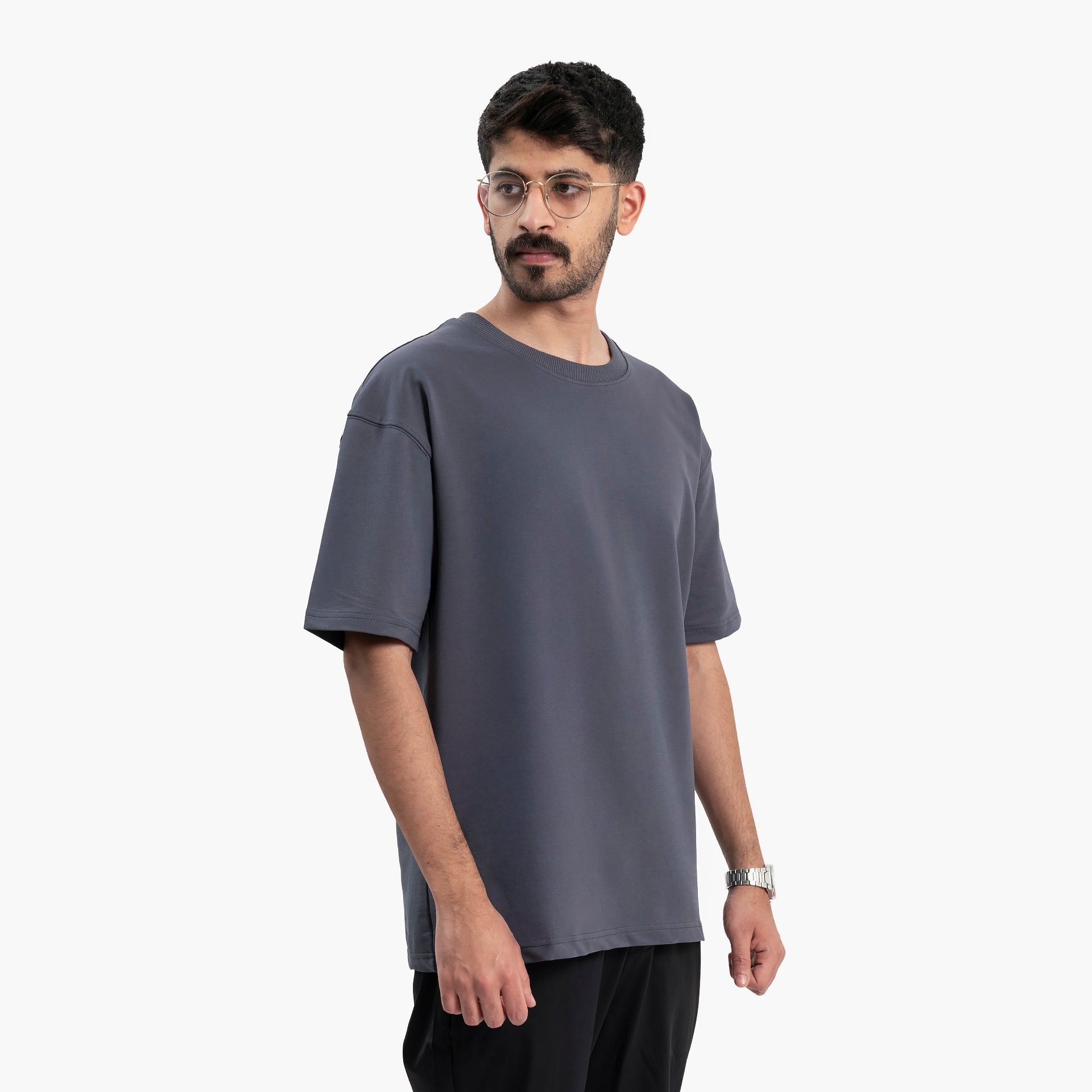 Men Gray Plain T-Shirt by WECRE8