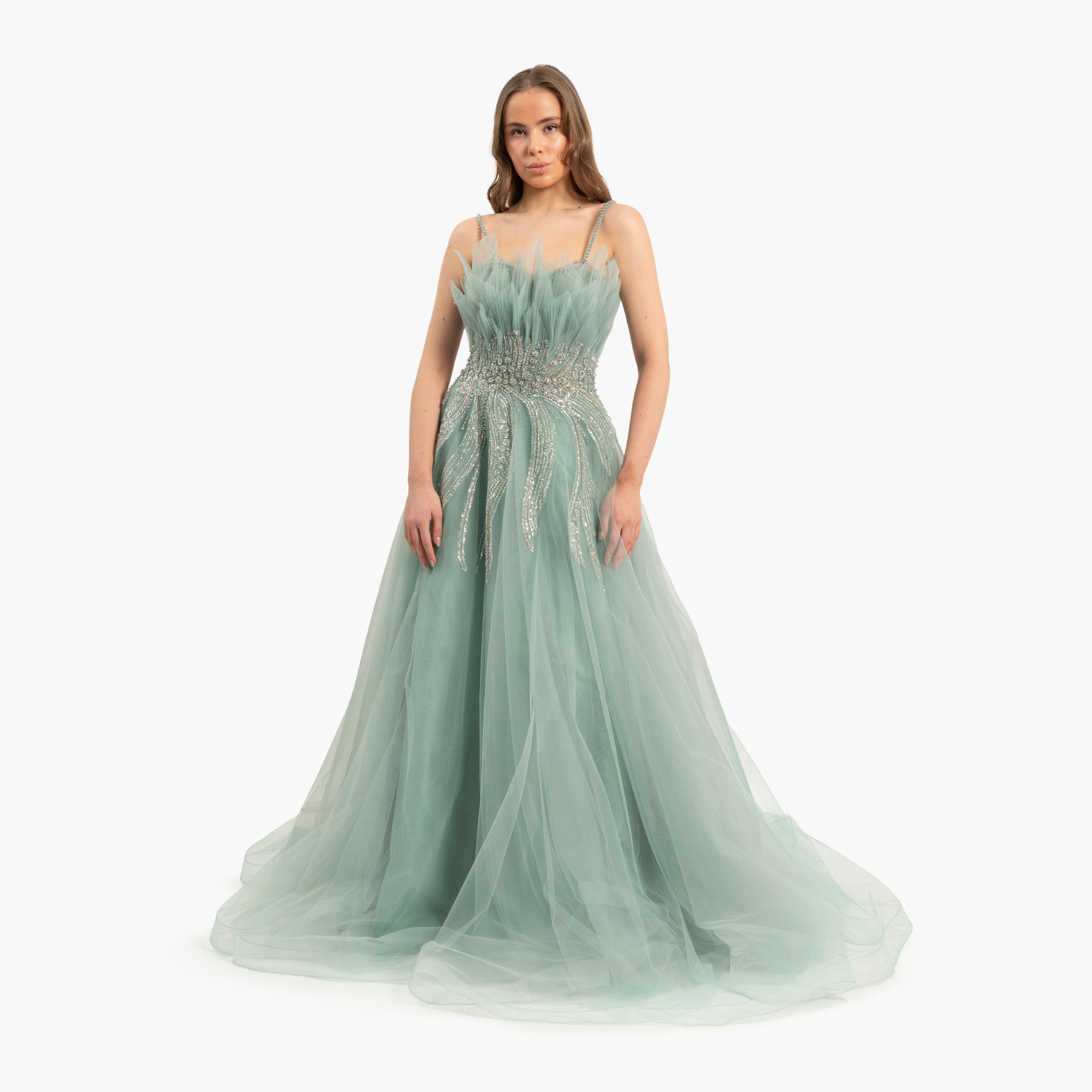 Women Sparkly Green Tulle Dress By WECRE8