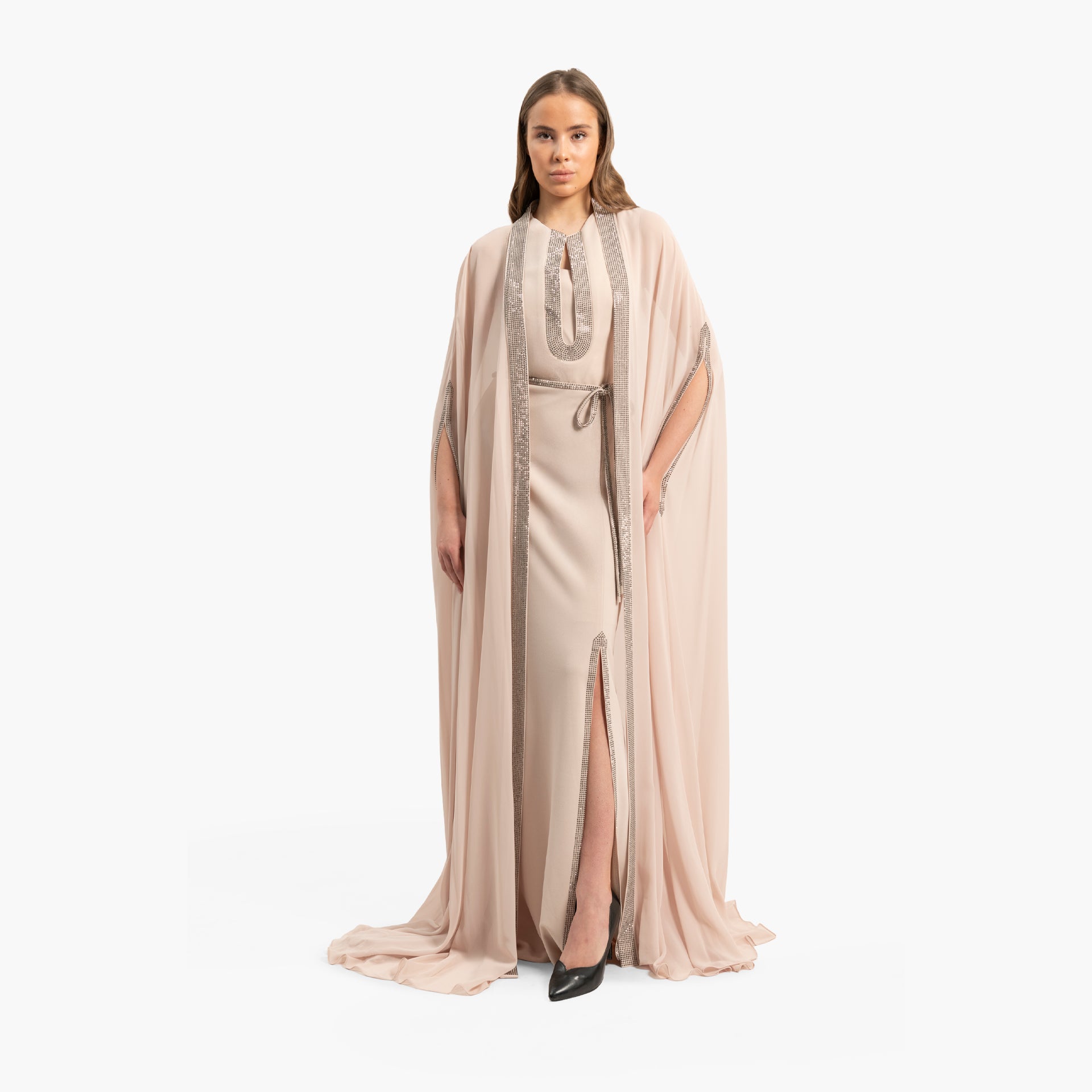 Women Delicate Beige Set of Dress and Kaftan By WECRE8