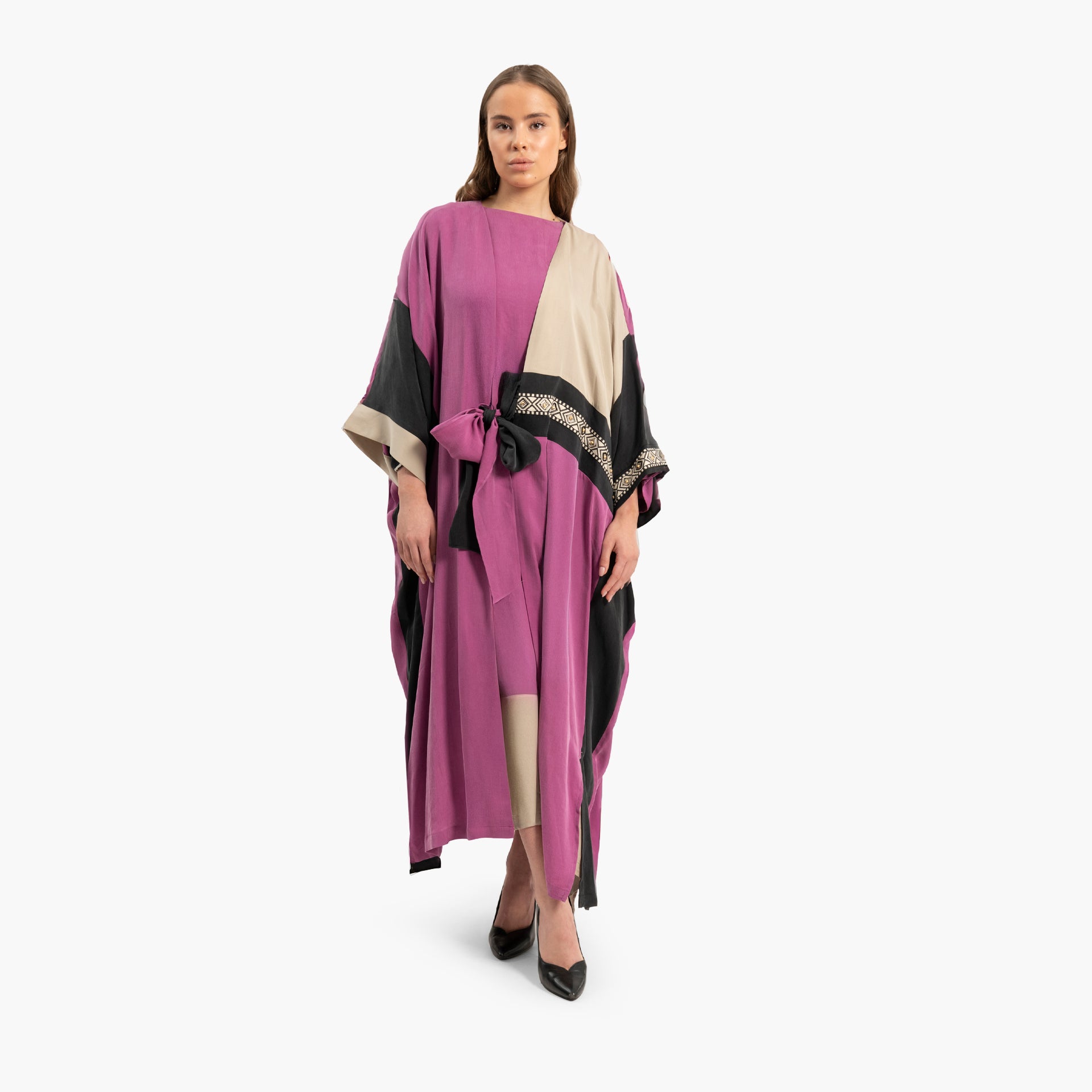 Women Fuchsia Kaftan with Tie Belt By WECRE8