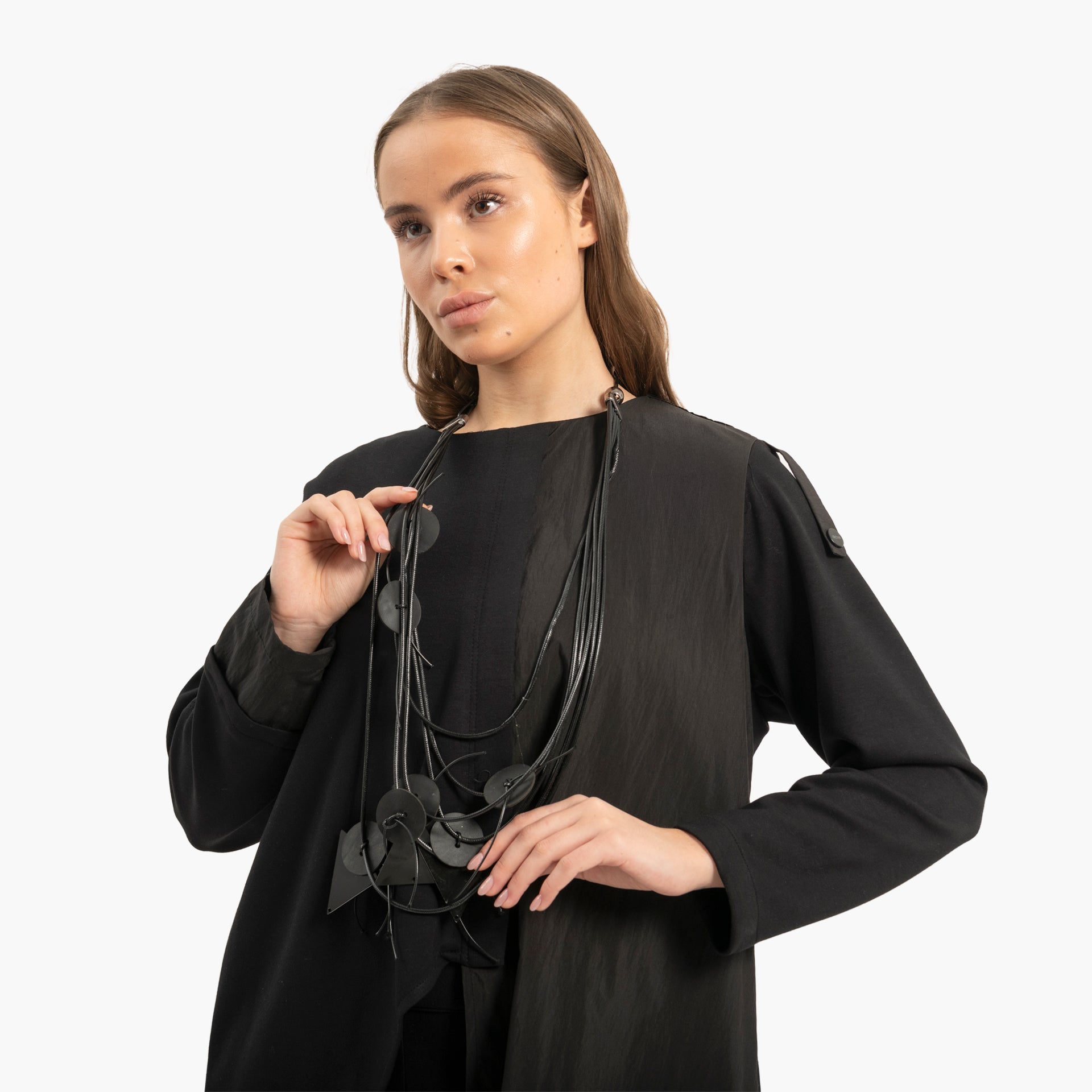 Women's Asymmetrical Black Top with Necklace By WECRE8