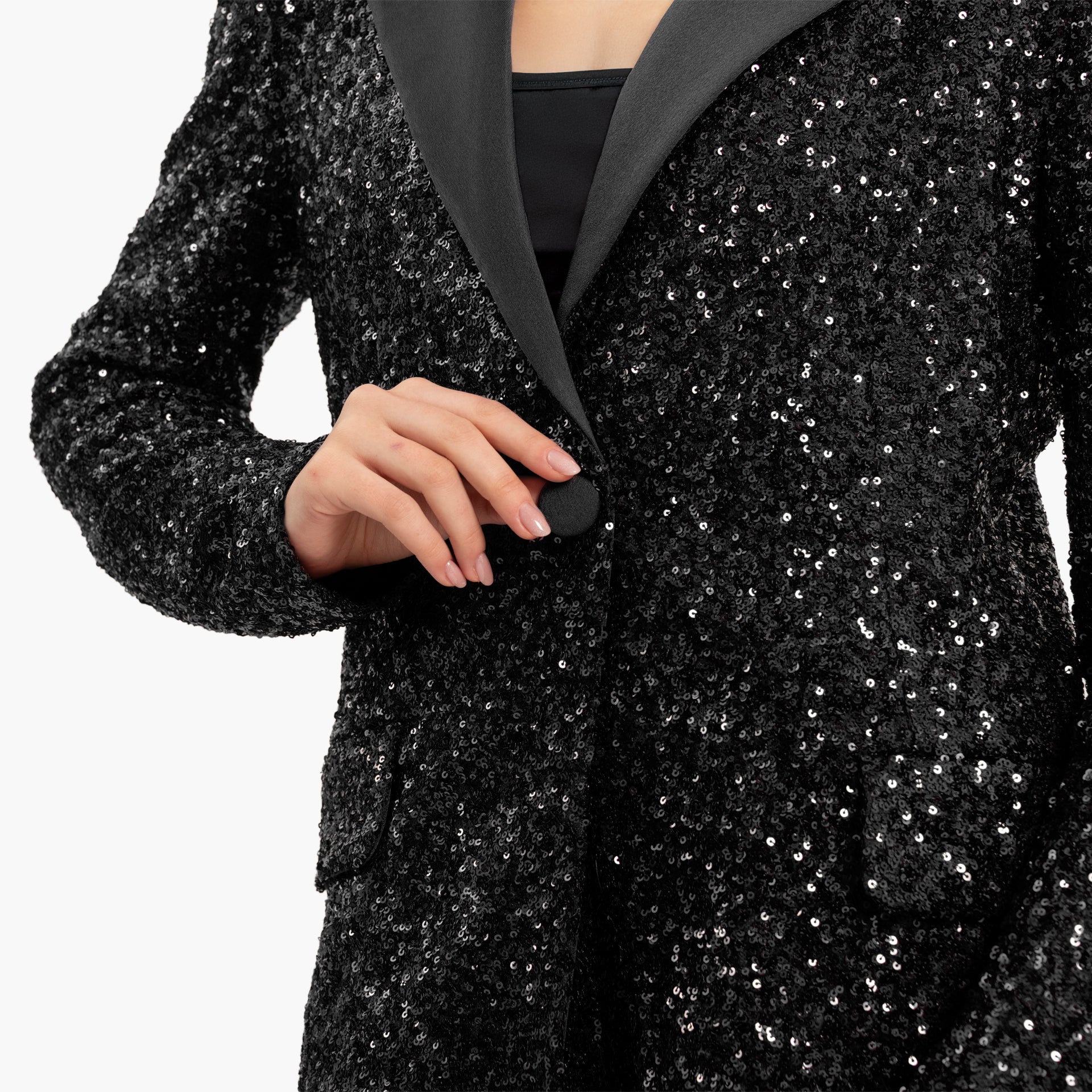 Women's Sequins Black Blazer and Trousers Set By WECRE8