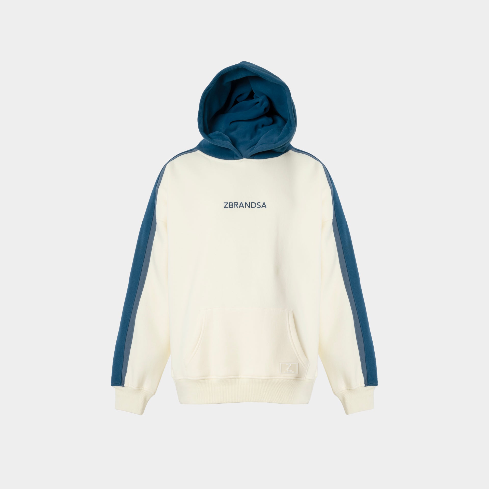 Blue & Beige Unisex Hoodie with Logo by Z Brand