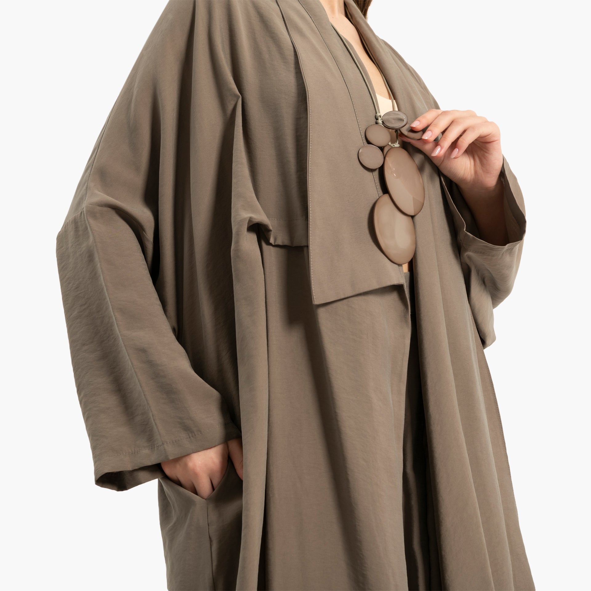 Women's Brown Kimono with Necklace By WECRE8