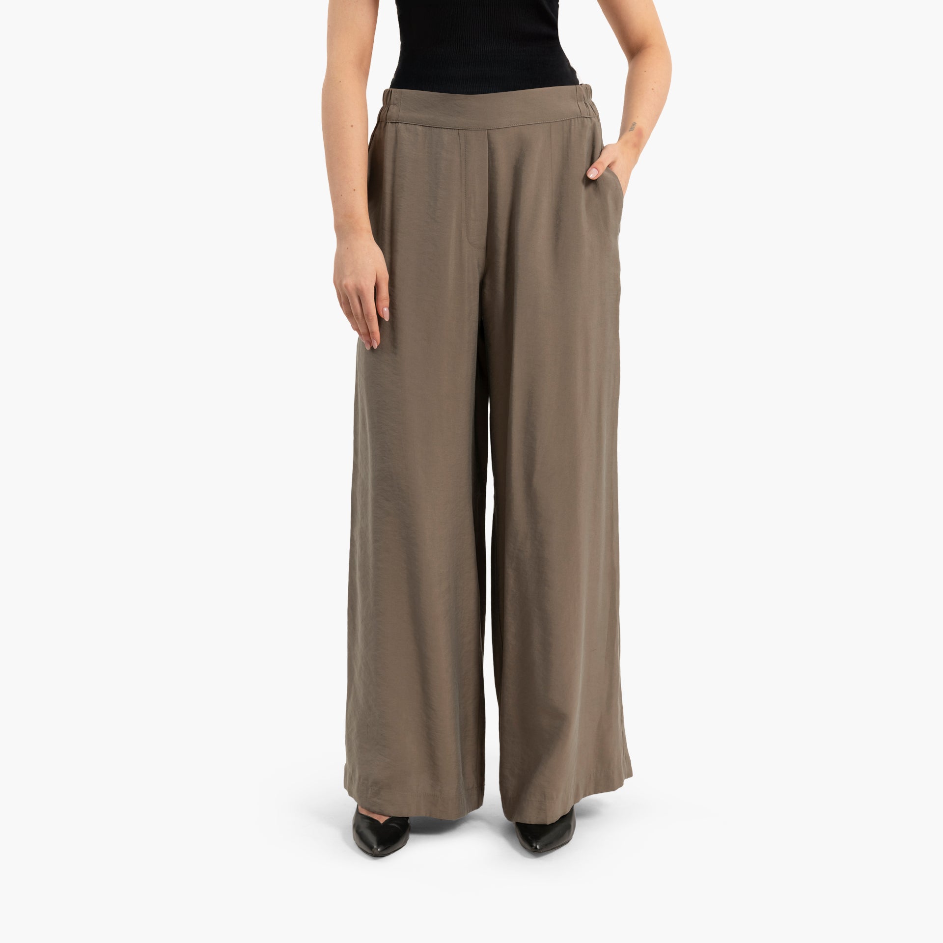 Women's Brown Wide Leg Trousers By WECRE8