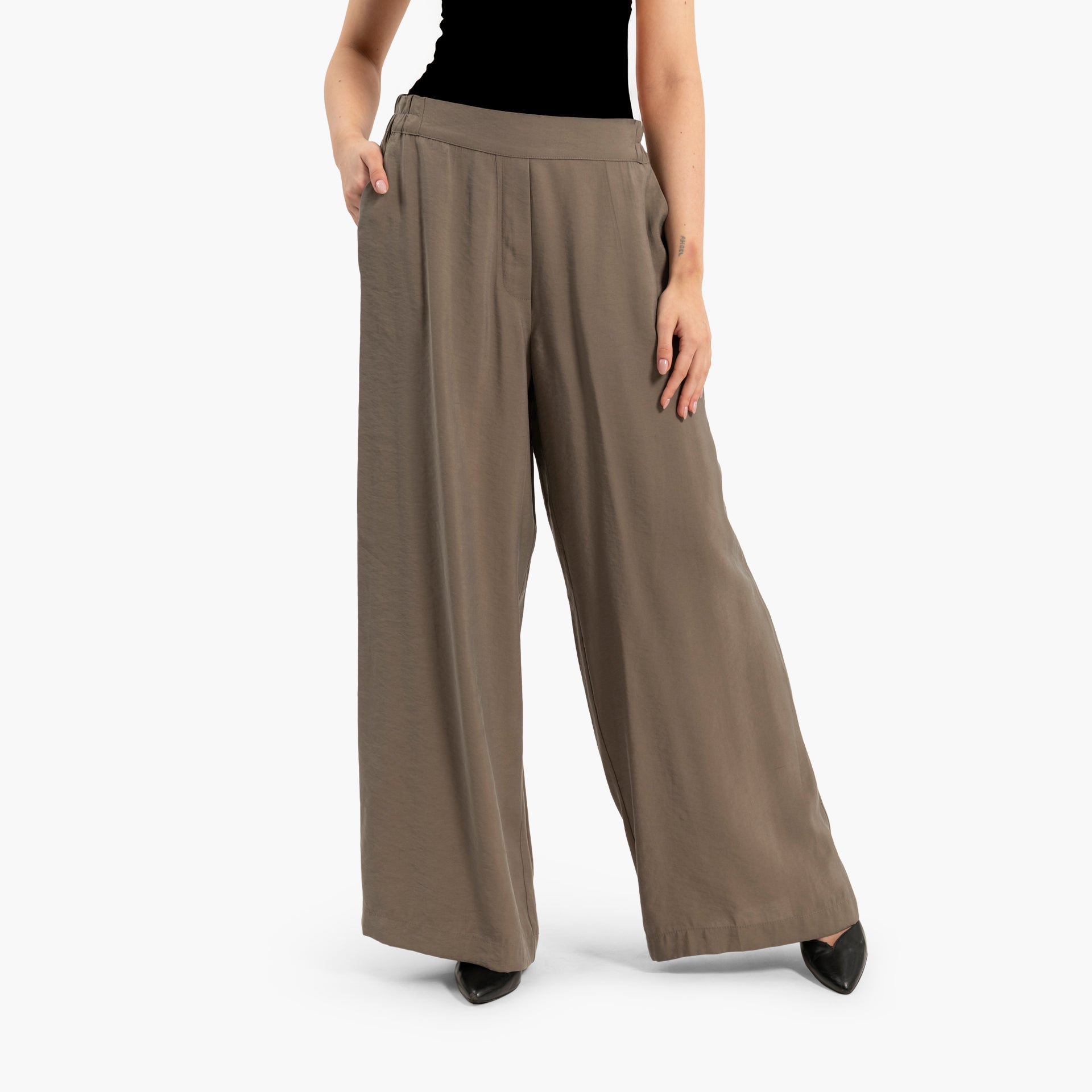 Women Brown Wide Leg Trousers By WECRE8