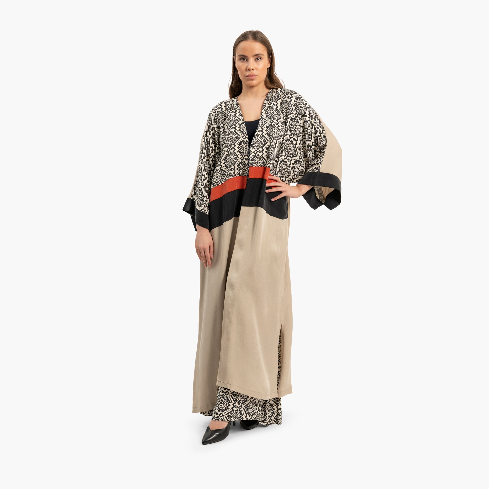 Women Beige Kaftan with Geometric Pattern By WECRE8