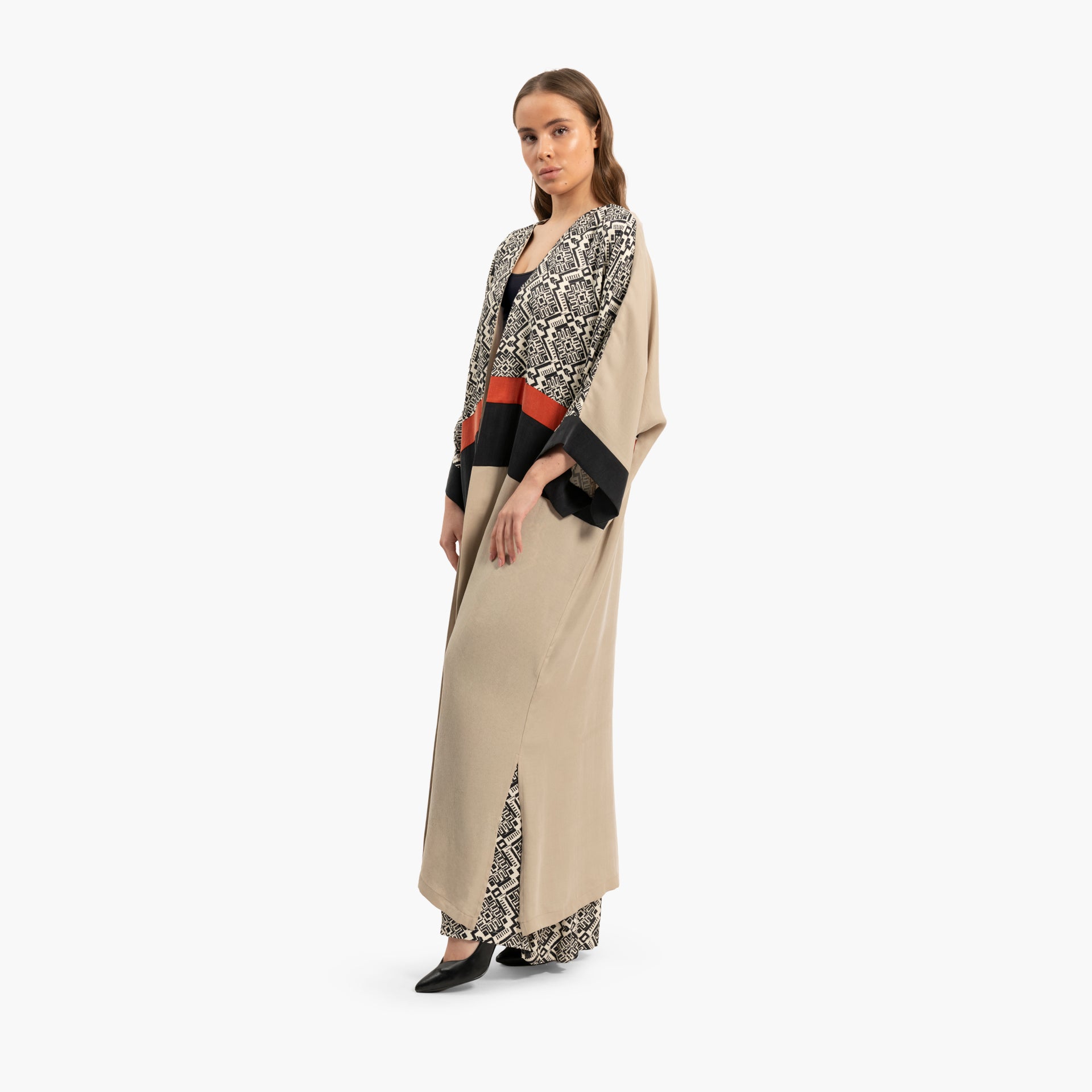 Women Beige Kaftan with Geometric Pattern By WECRE8