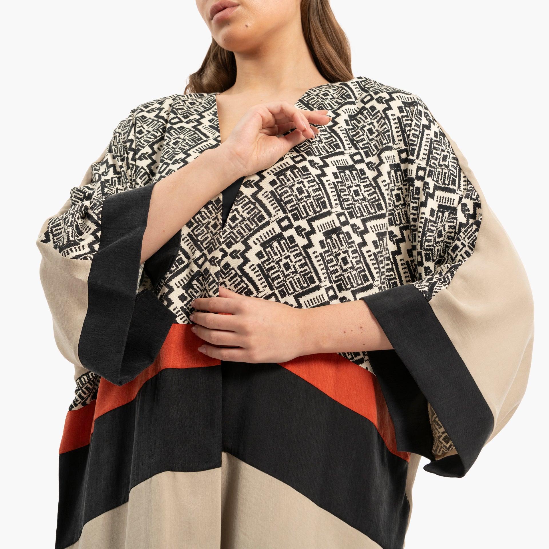 Women's Beige Kaftan with Geometric Pattern By WECRE8