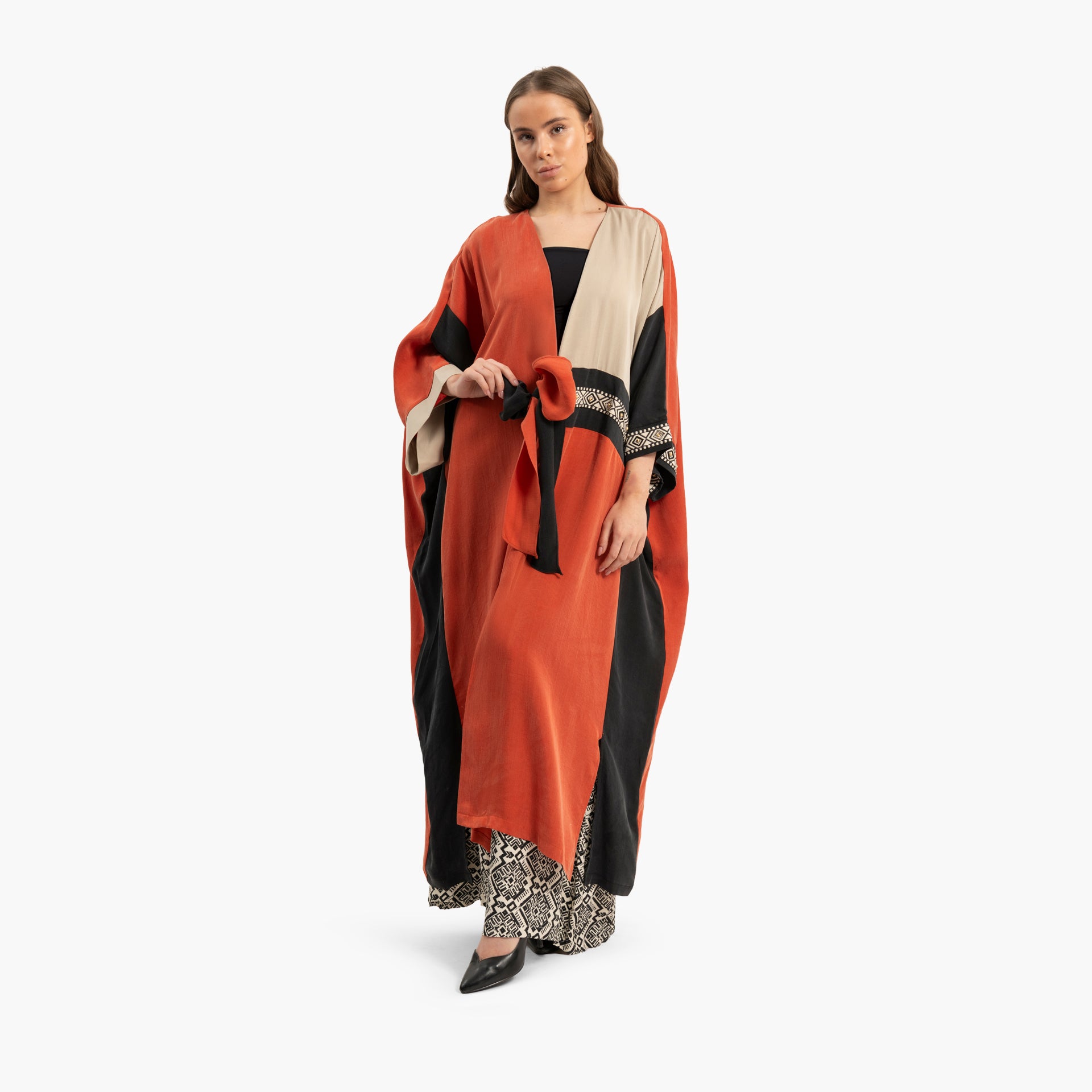 Women's Orange Kaftan with Tie Belt By WECRE8