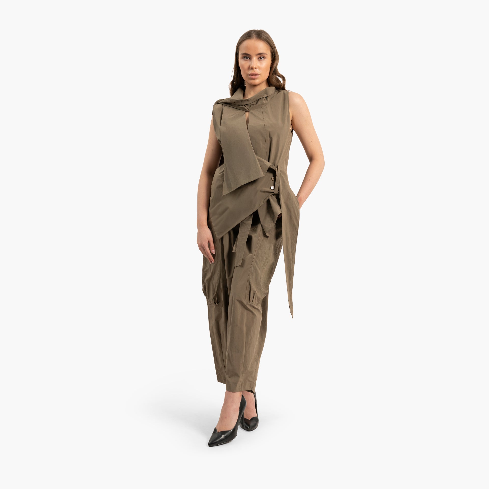 Women Asymmetrical Beige Top By WECRE8