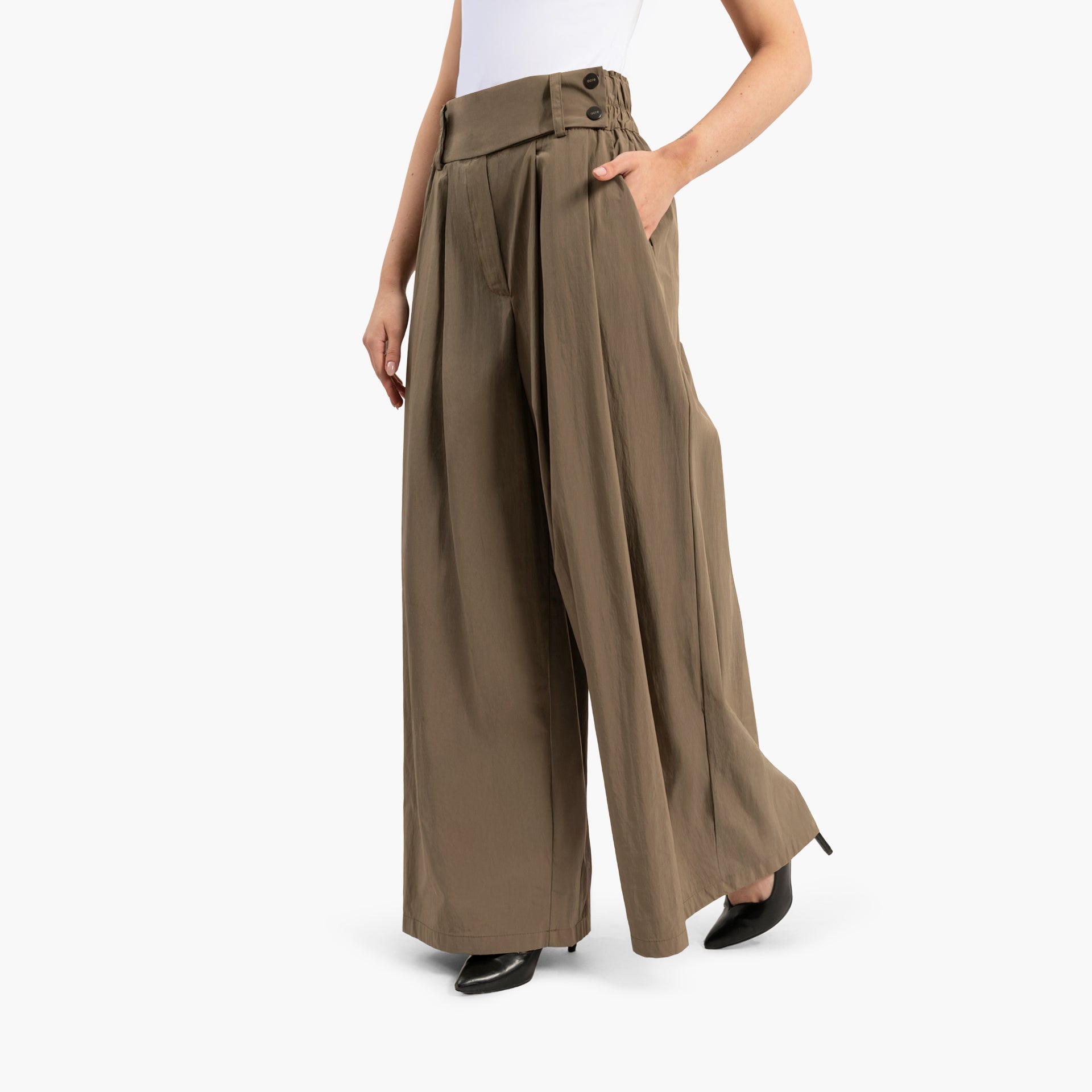 Women's Pleated Brown Trousers By WECRE8