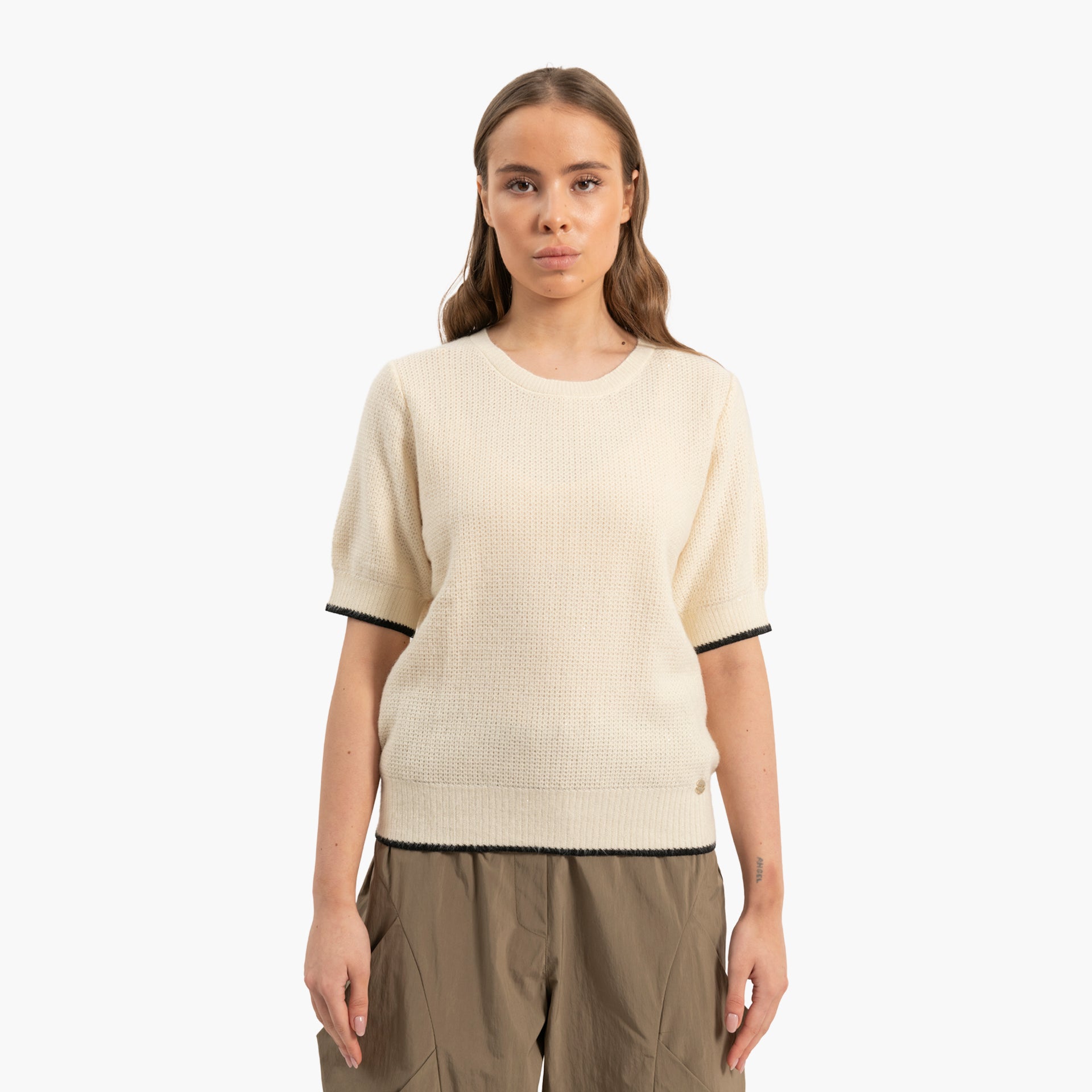 Beige Knit T-shirt by WECRE8