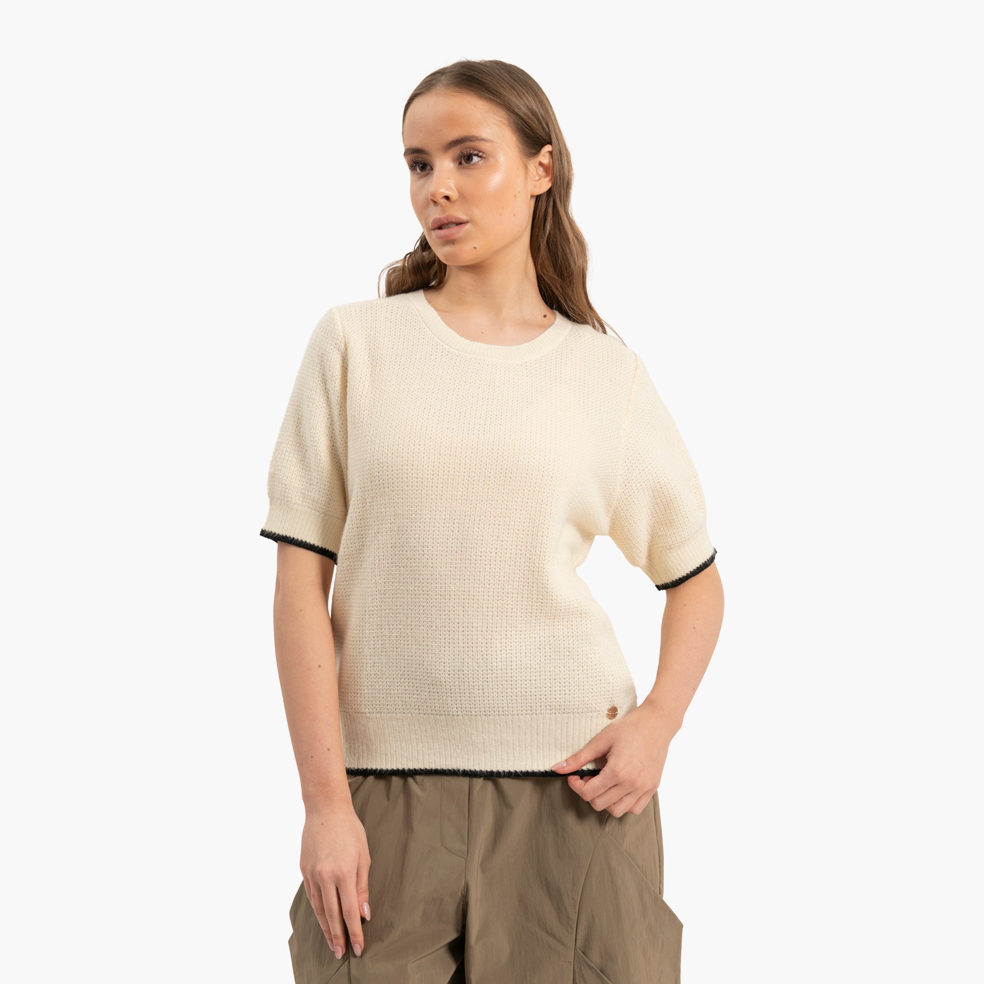 Beige Knit T-shirt by WECRE8