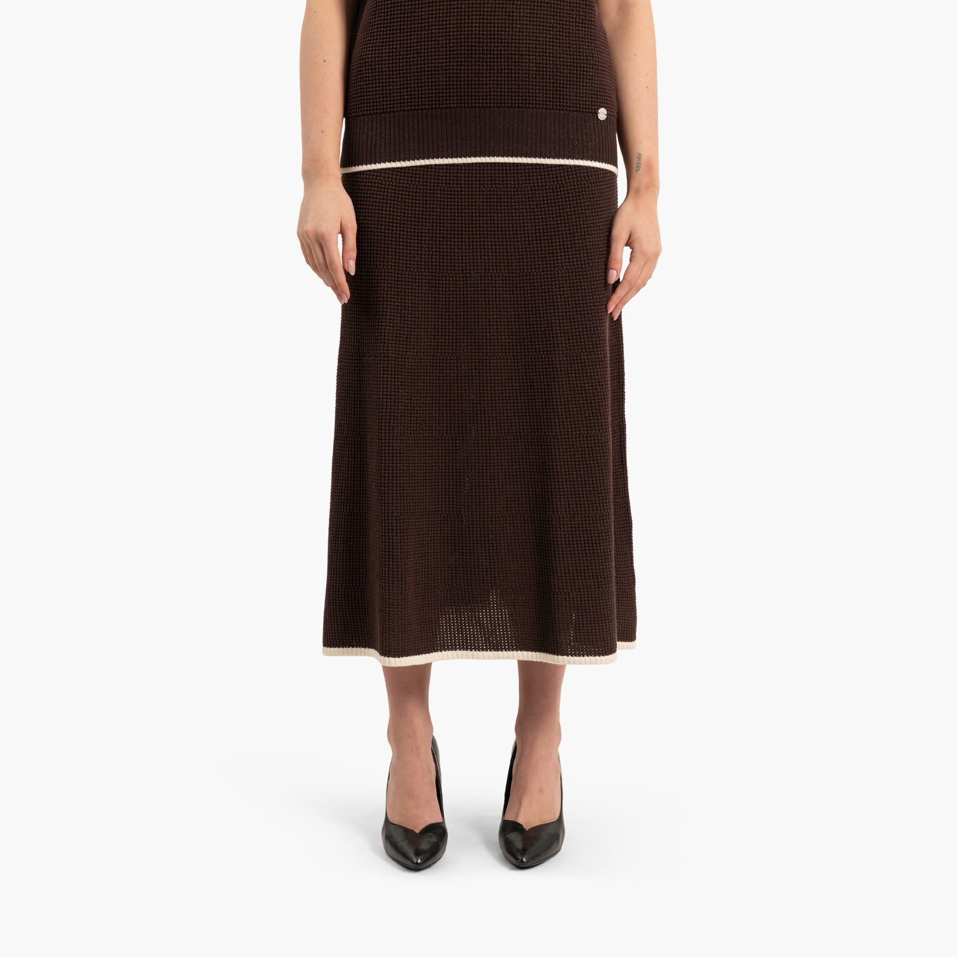 Brown Midi Skirt by WECRE8