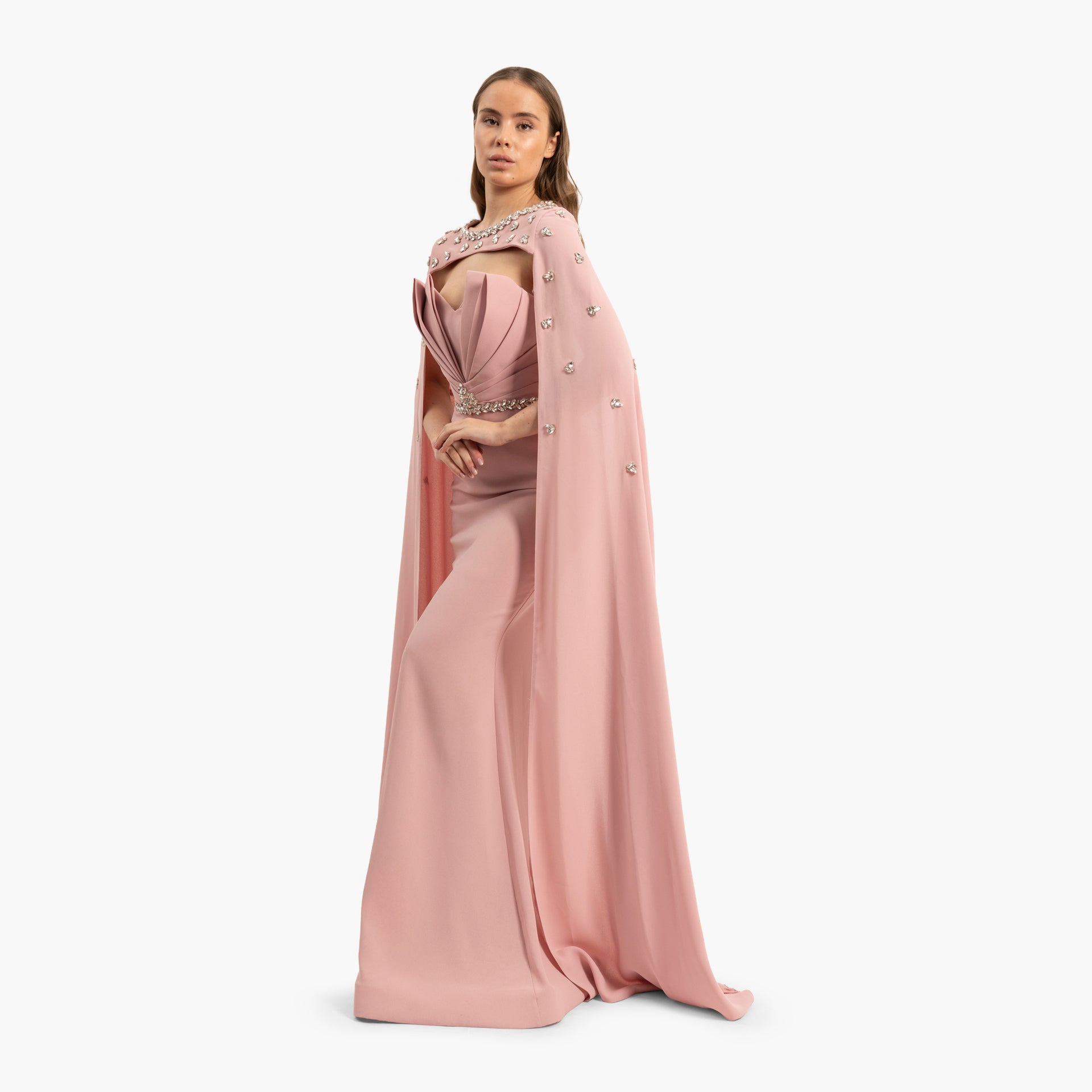 Women's Delicate Pink Dress with Cape By WECRE8